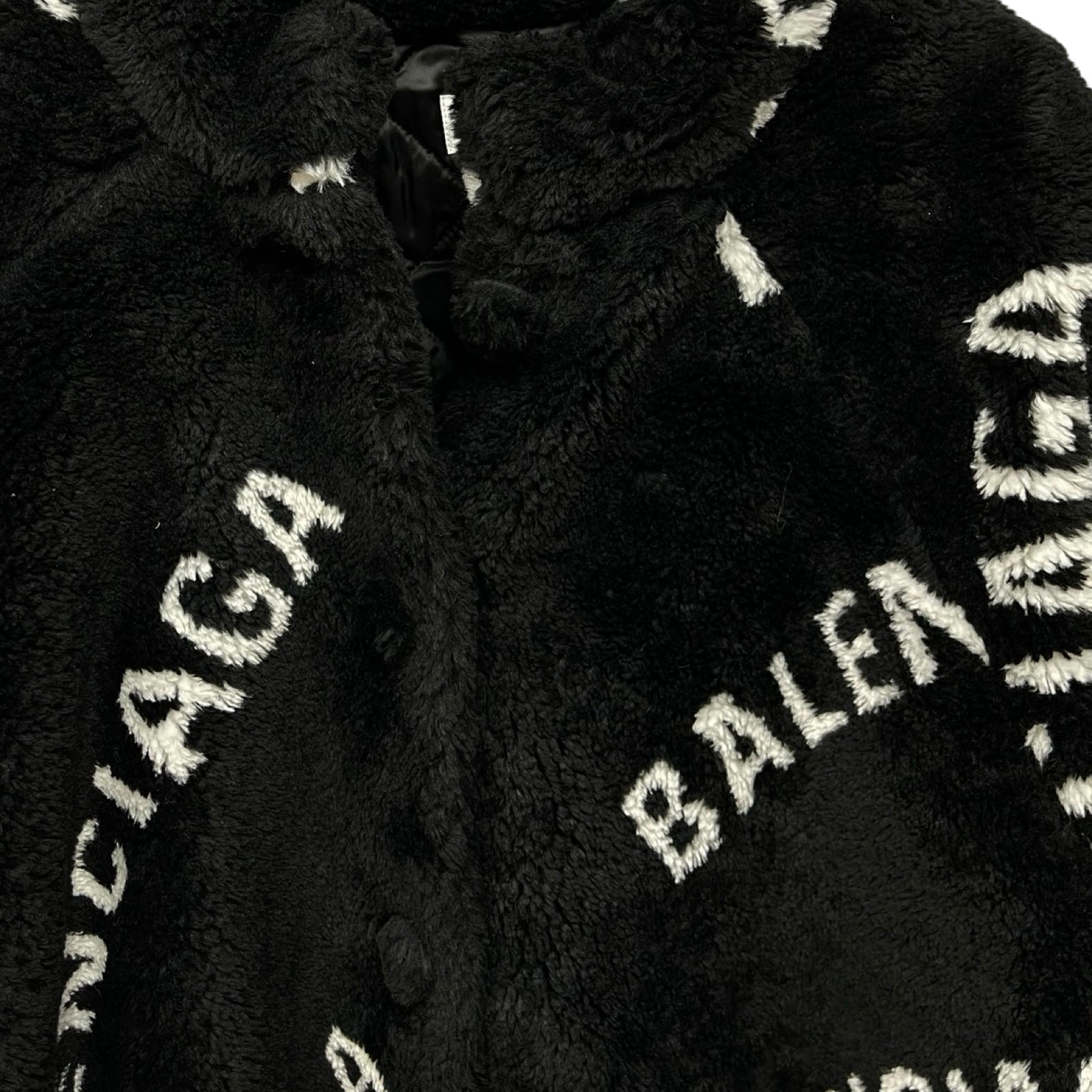 BALENCIAGA 2019AW Oversized Logo Acrylic Fur Coat 583846 TGQ02 Size 40
