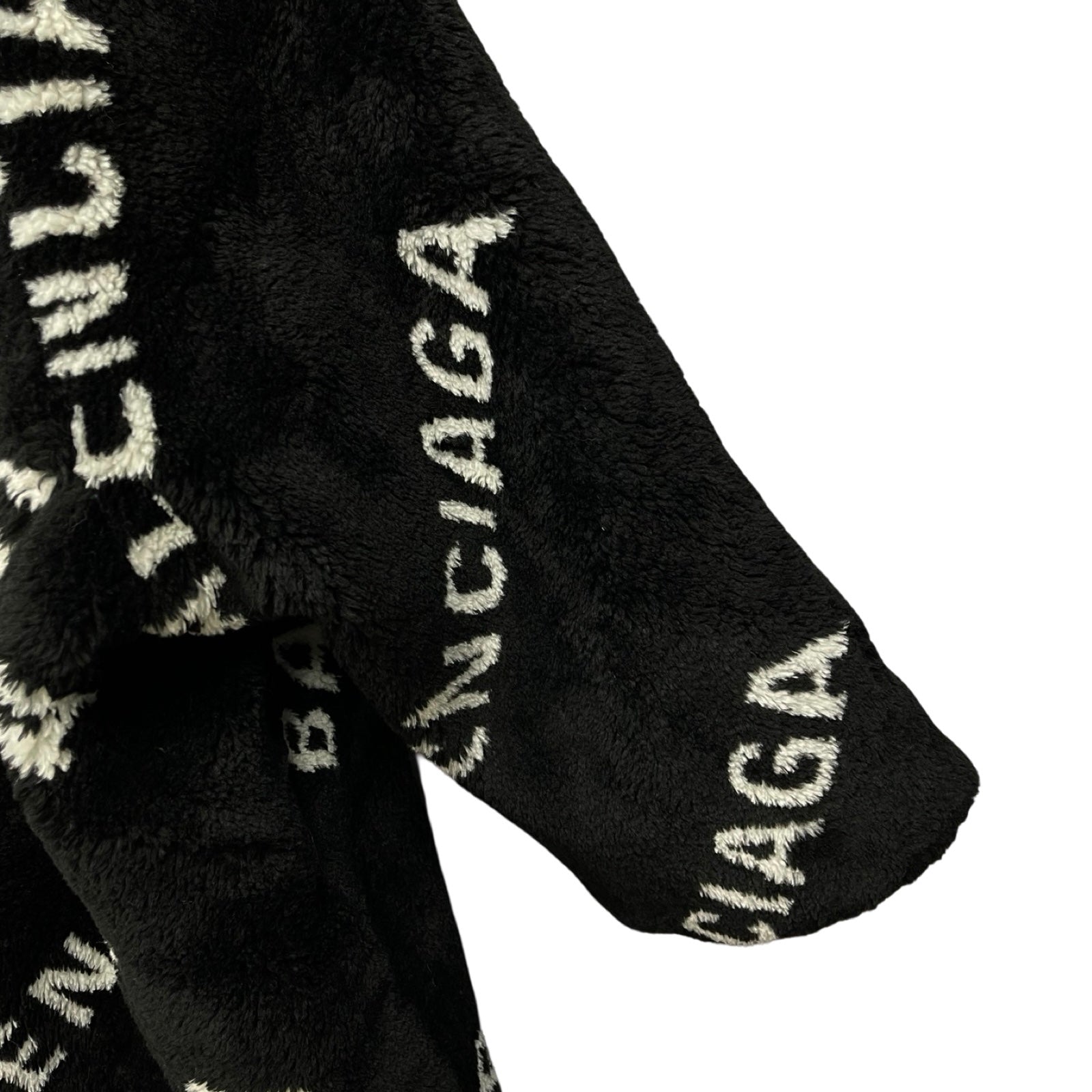 BALENCIAGA 2019AW Oversized Logo Acrylic Fur Coat 583846 TGQ02 Size 40