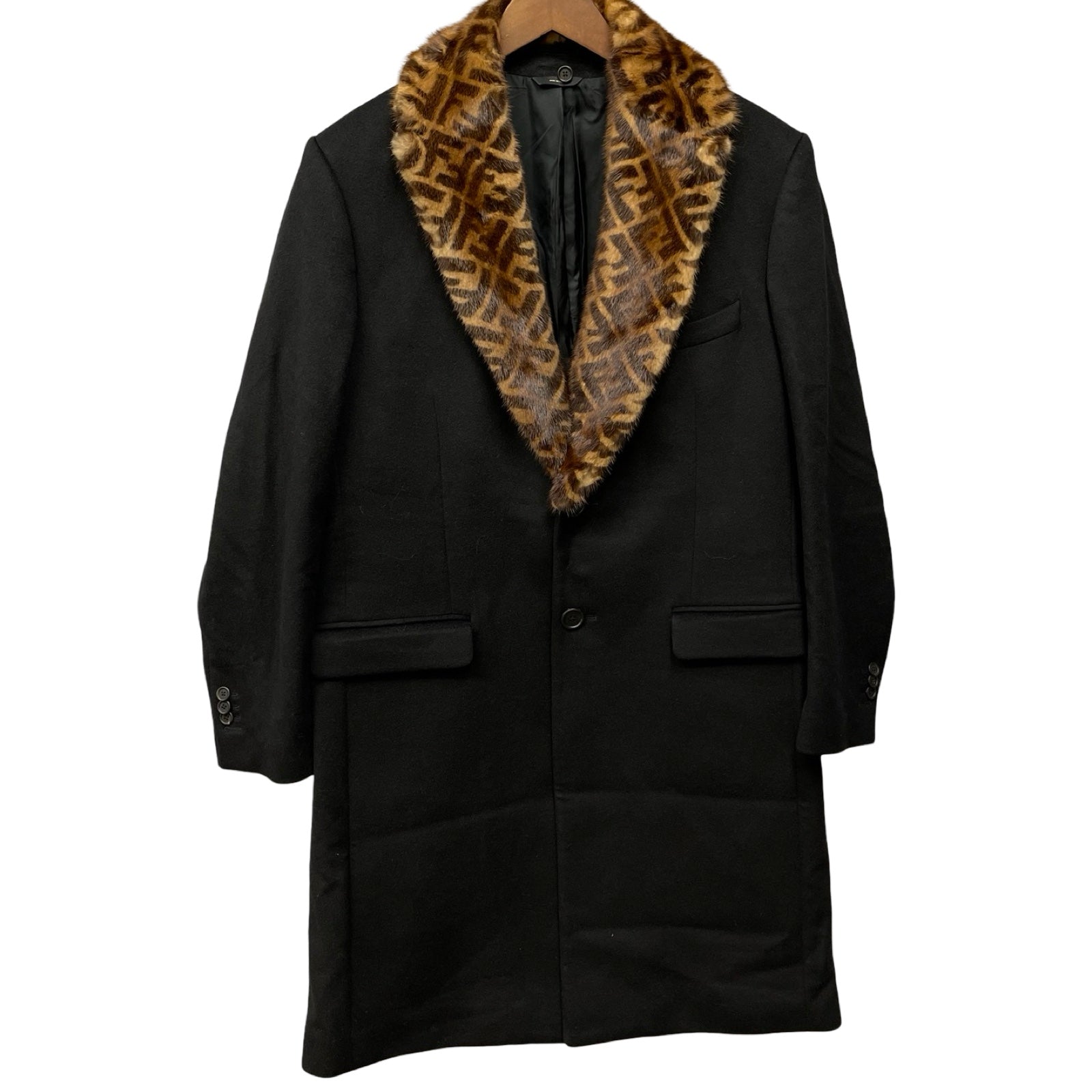 FENDI 2019AW Zucca Cashmere Chester Coat FF0107 A801 Size 52