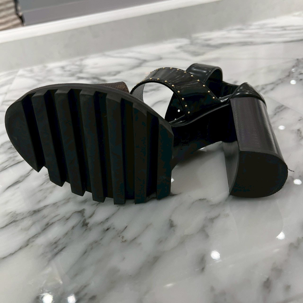 LOUIS VUITTON Star Trail Line Studded Heel Sandals NA0290 Size 38 1/2 ルイヴィトン スタートレイルラインスタッズヒールサンダル サイズ38 1/2