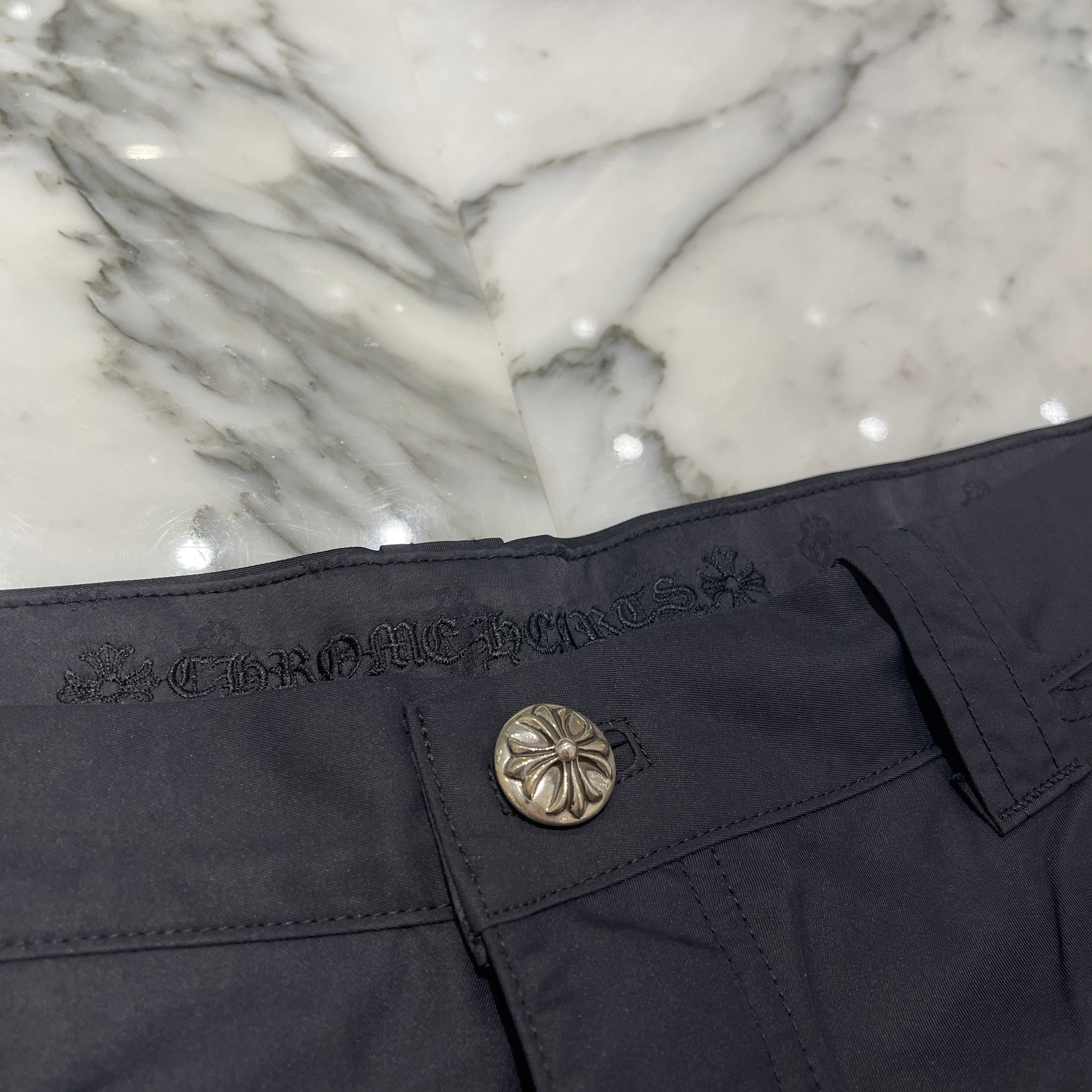 CHROME HEARTS Carpenter Double Knee Leather Cross Patch Nylon Shorts Size 34 クロムハーツ カーペンター ダブルニー レザークロスパッチ ナイロン ショーツ サイズ34