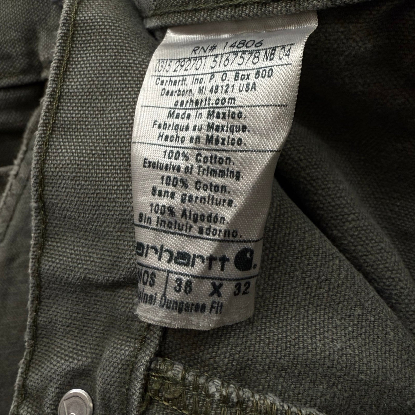 Carhartt Double Knee Denim Painter Pants Size 36×32