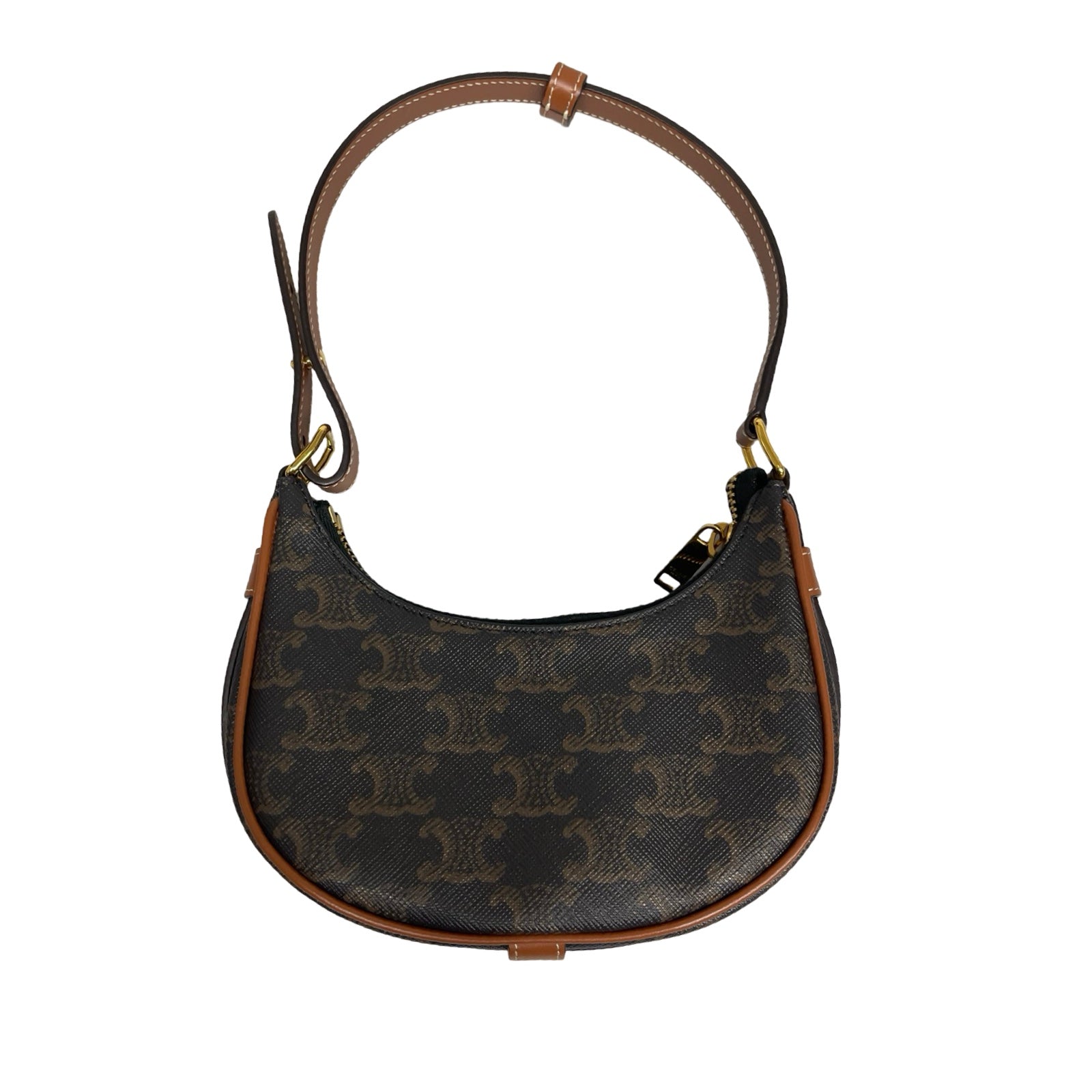 CELINE 2021AW Mini AVA Triomphe Canvas Calfskin Tan Shoulder Bag 10I602DS1.04LU