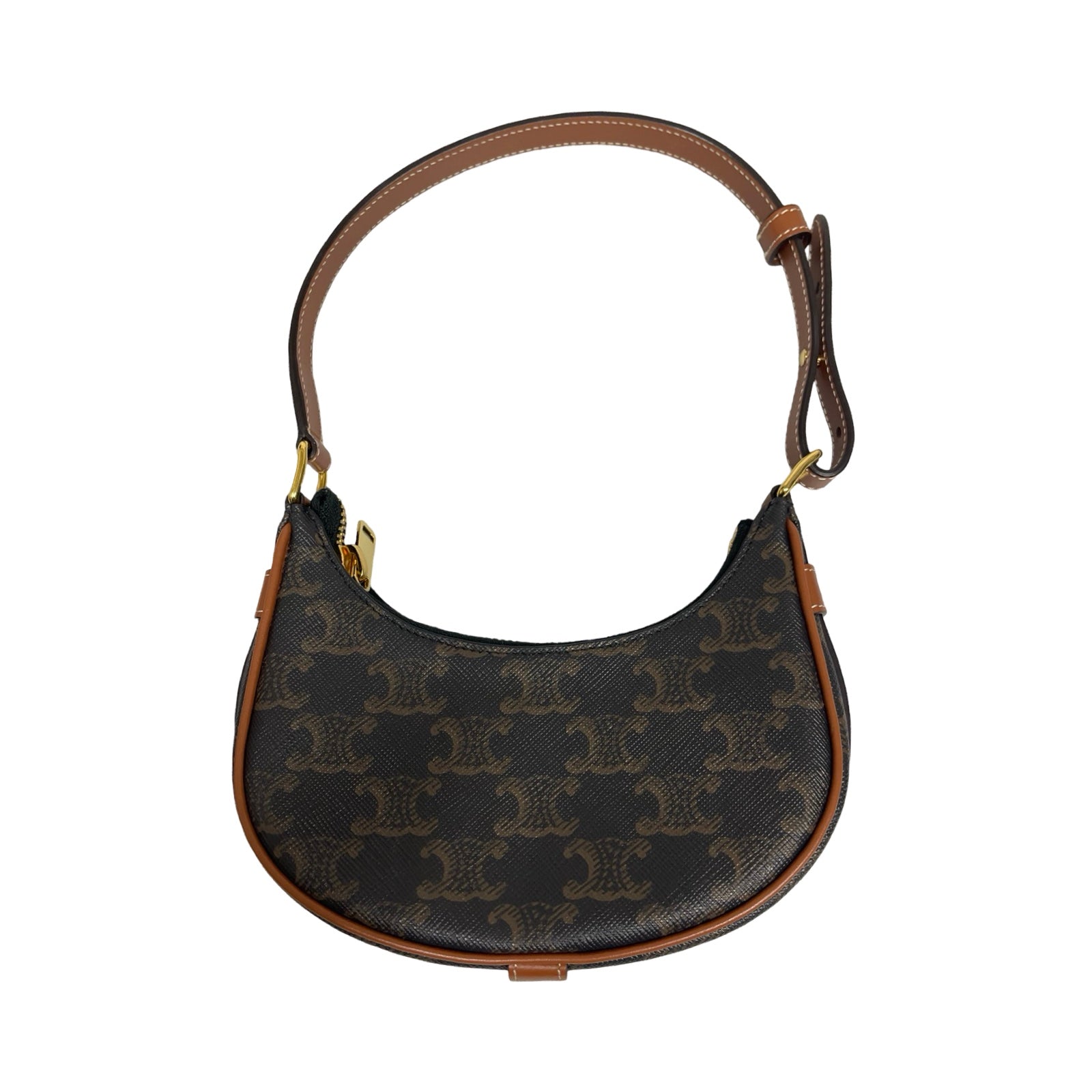 CELINE 2021AW Mini AVA Triomphe Canvas Calfskin Tan Shoulder Bag 10I602DS1.04LU