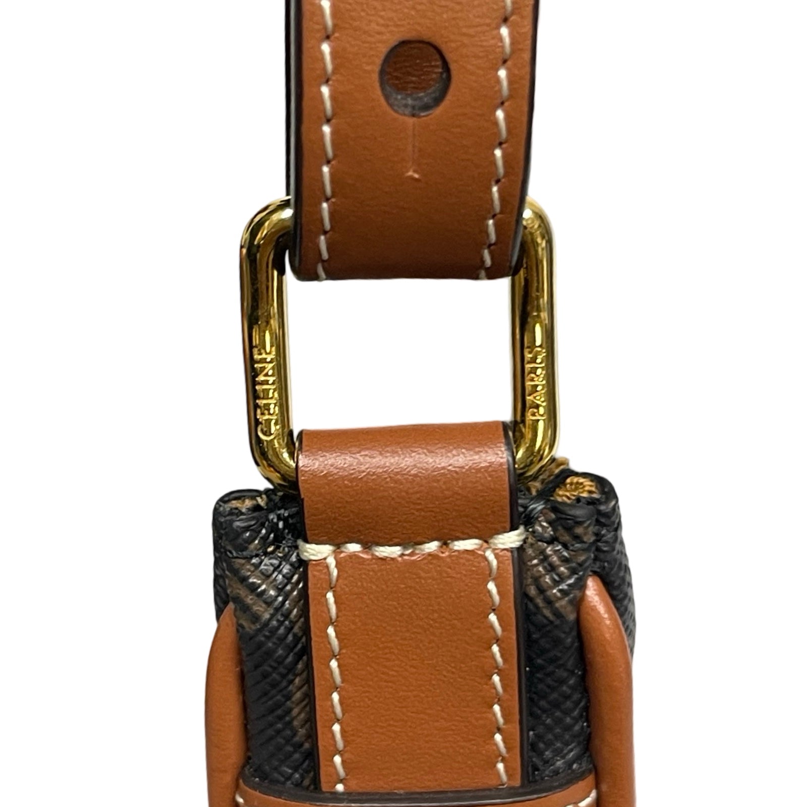 CELINE 2021AW Mini AVA Triomphe Canvas Calfskin Tan Shoulder Bag 10I602DS1.04LU