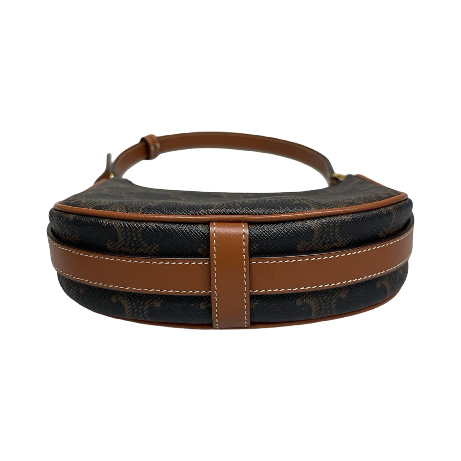 CELINE 2021AW Mini AVA Triomphe Canvas Calfskin Tan Shoulder Bag 10I602DS1.04LU