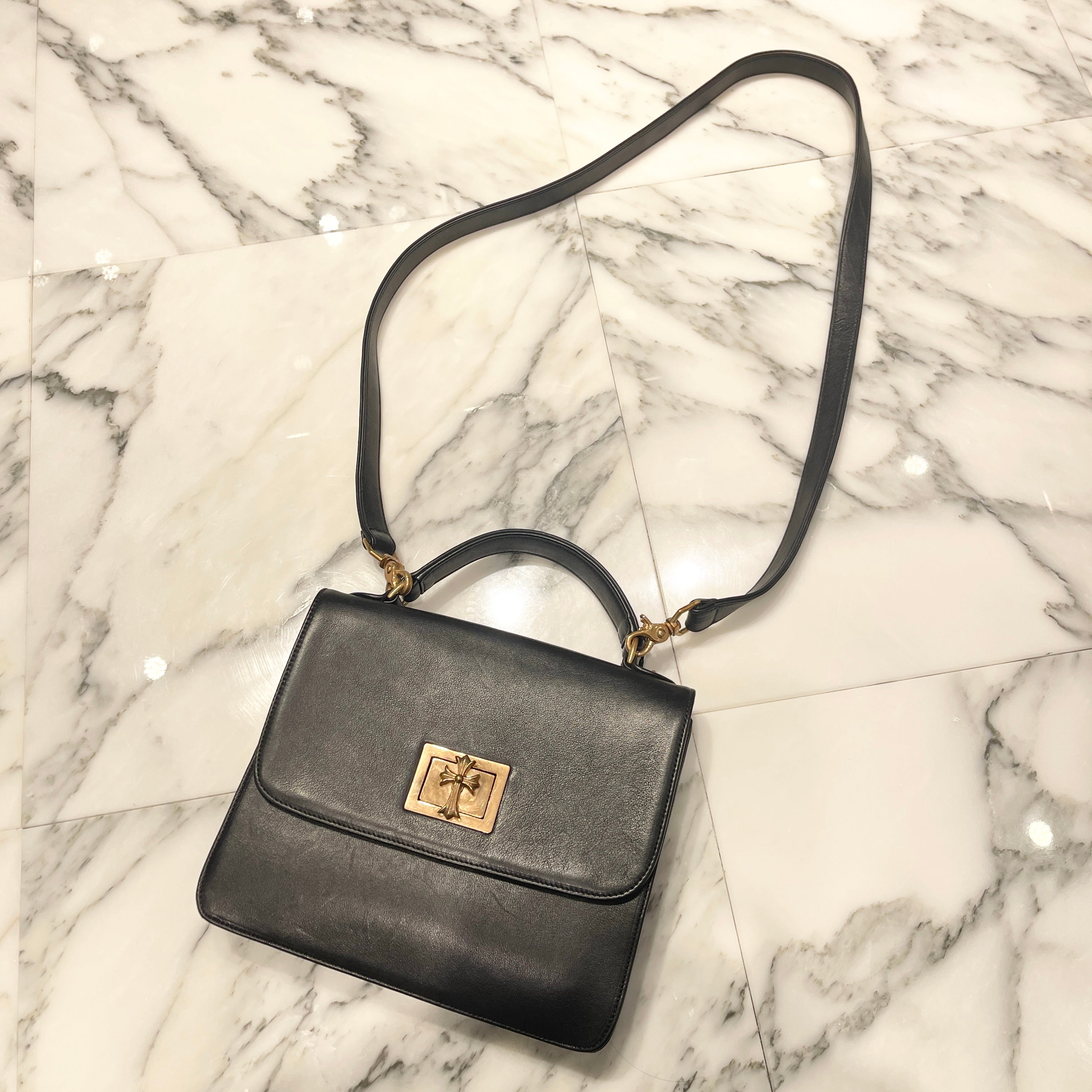 CHROME HEARTS GROW UP 2WAY Bronze CH Cross Leather Shoulder Bag クロムハーツ グローアップ 2ウェイ ブロンズ CHクロス レザー ショルダーバッグ