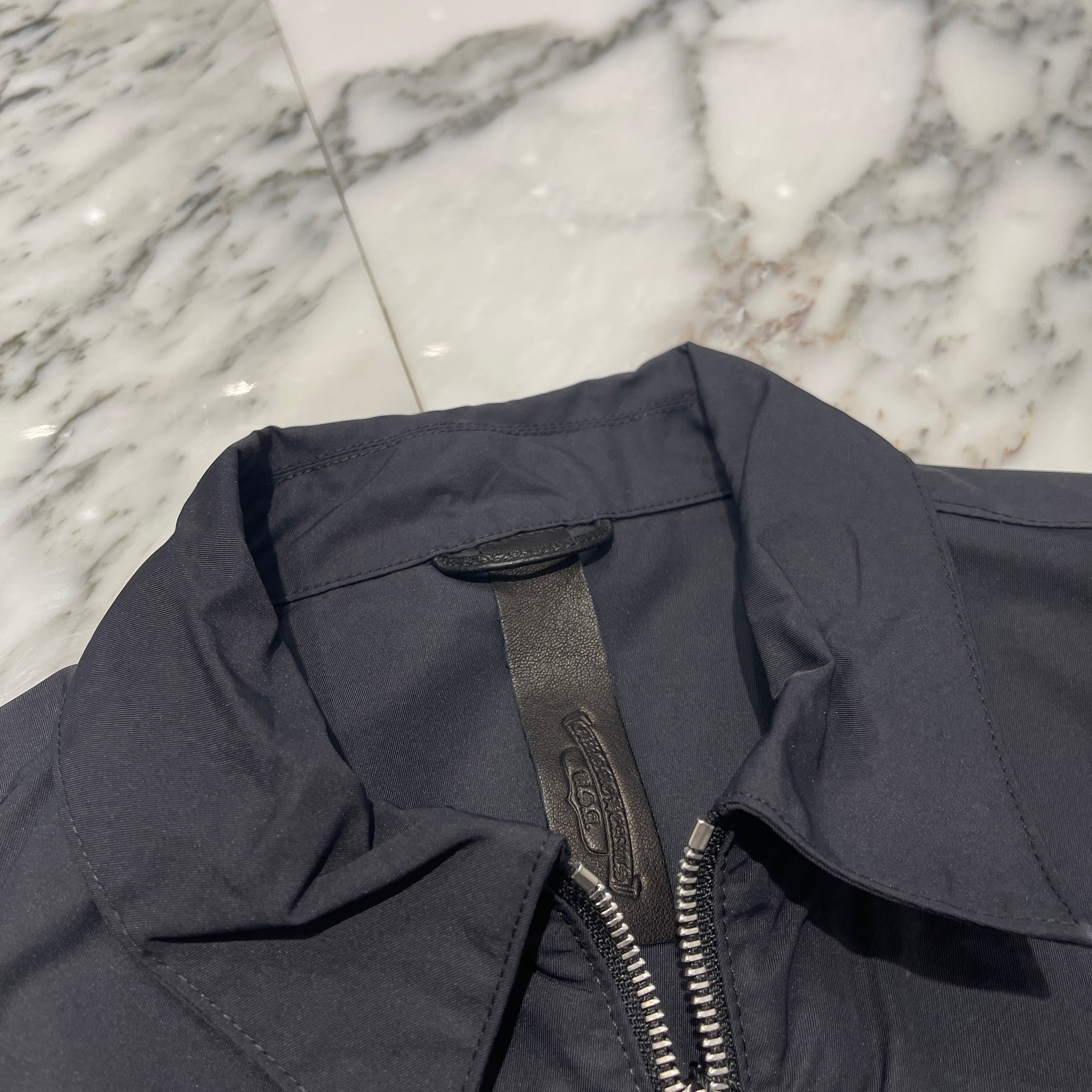 CHROME HEARTS Y NOT Carpenter Leather Pocket Nylon Zip S/S Shirt Size L クロムハーツ ワイノット カーペンター レザーポケットナイロンジップアップ半袖シャツ サイズL