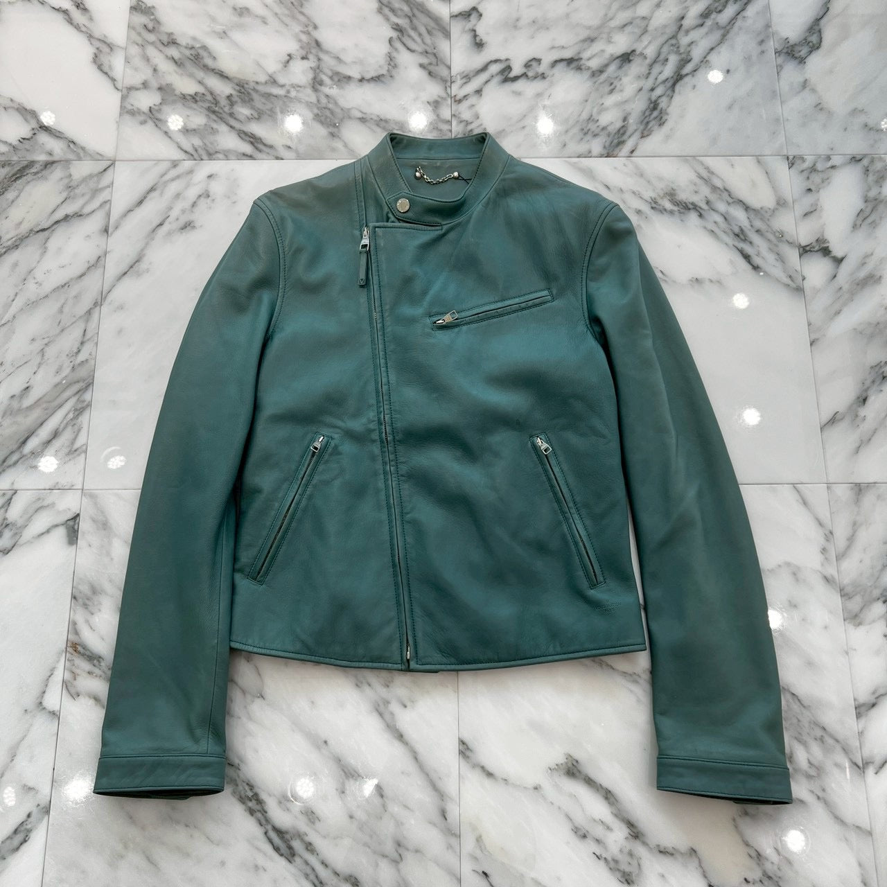 LOUIS VUITTON 2015SS Sheepskin Double Rider Leather Jacket H7L06EKR5 Size 44 ルイヴィトン シープスキン ダブルライダース レザージャケット サイズ44