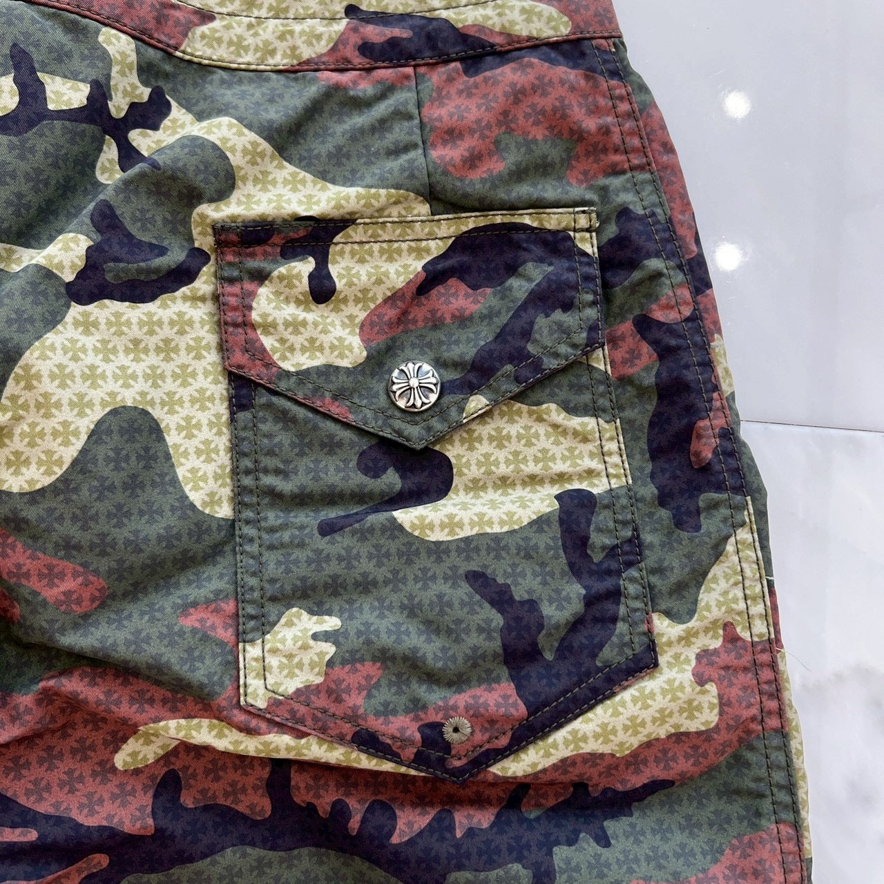 CHROME HEARTS SURF BRITCHES CH PLUS Camouflage Nylon Swim Shorts Size 34 クロムハーツ サーフ ブリーチズ CHプラス カモフラージュ ナイロン スイムショーツ サイズ34