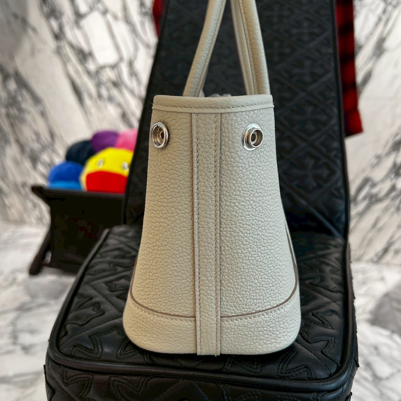 HERMES Néogarden Party TTPM "Béton" Leather Hand Bag K刻印 エルメス ネオガーデンパーティ TTPM "ベトン" レザーハンドバッグ K刻印