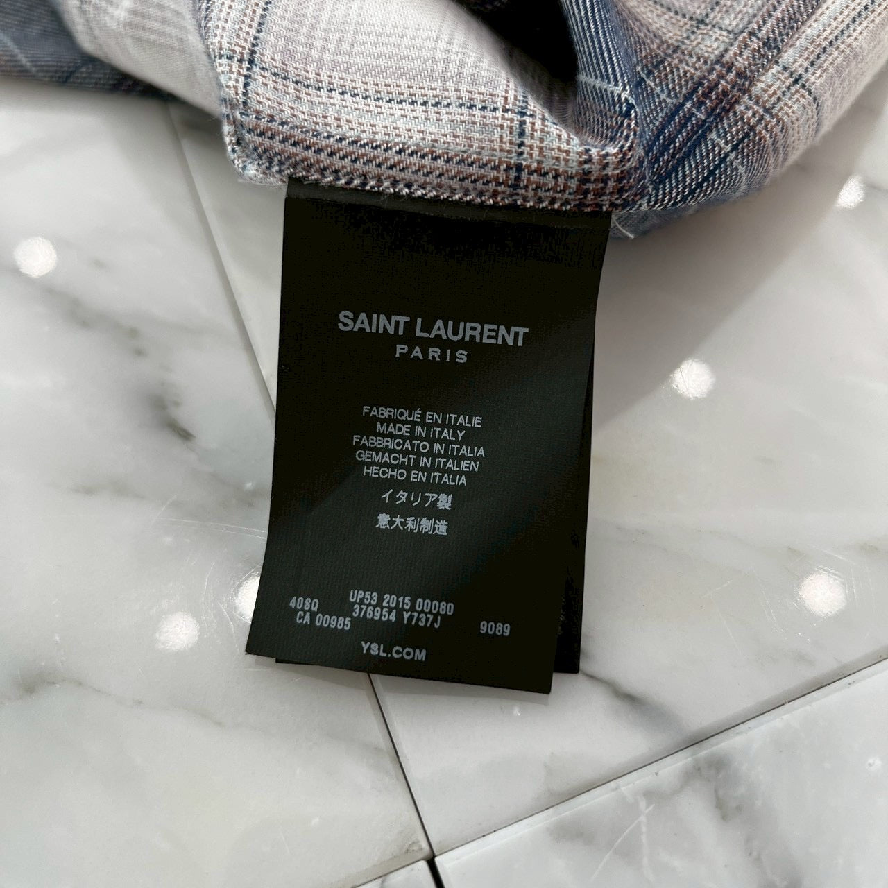 SAINT LAURENT PARIS 2015AW Ombre Check Cotton Shirt 376954 Y737J