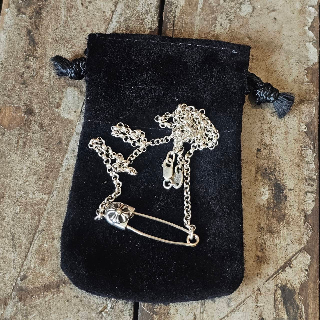 CHROME HEARTS Safety Pin Roll Chain Necklace Size 18 Inch クロムハーツ セーフティピン ロールチェーン ネックレス 18インチ