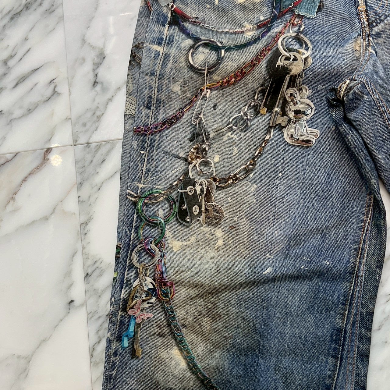 Acne Studios 2024SS Trompe Loeil Chain Graphic Over Denim Pants FN-MN-TR0U001020 Size 50 アクネストゥディオス トロンプルイユ チェーングラフィックオーバーデニムパンツ サイズ50