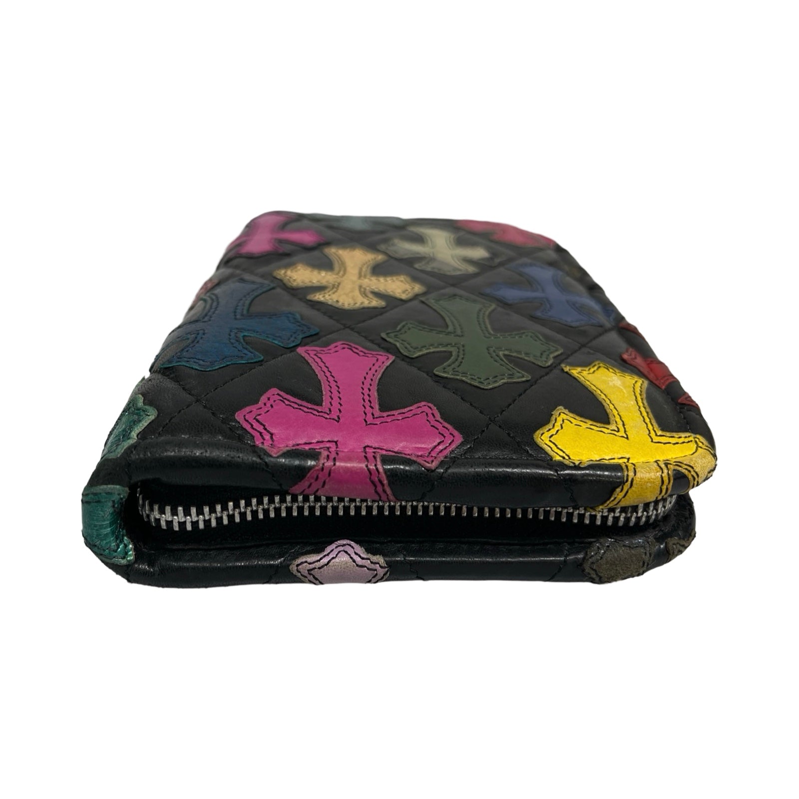 CHROME HEARTS Multi Color Cross Patch Round Zip Organizer