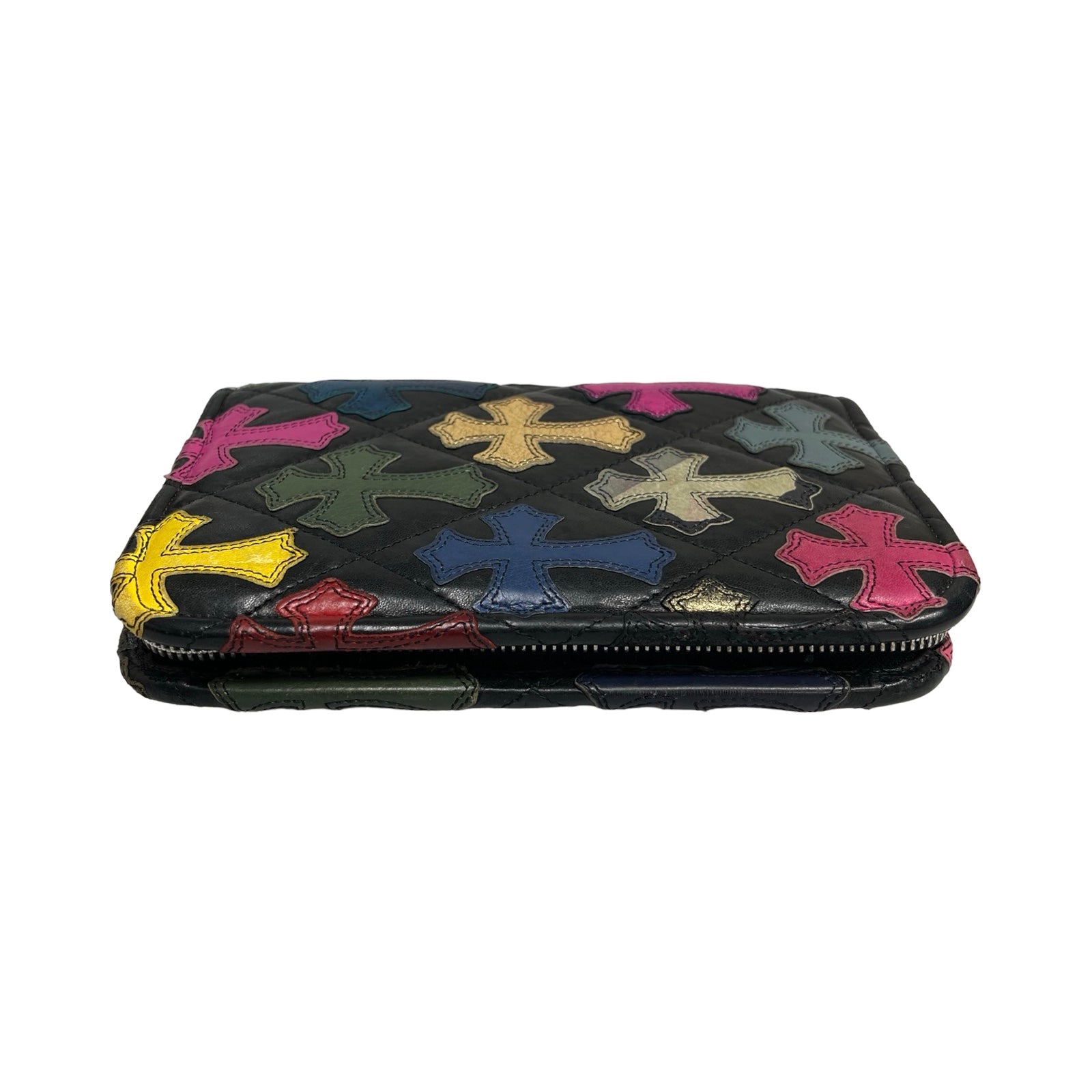 CHROME HEARTS Multi Color Cross Patch Round Zip Organizer