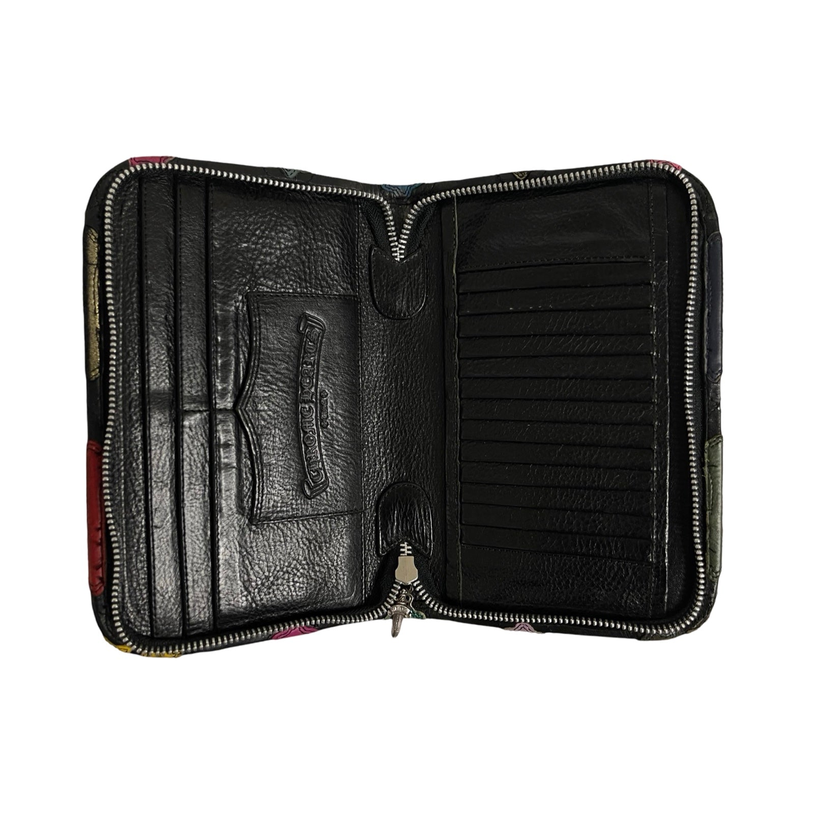 CHROME HEARTS Multi Color Cross Patch Round Zip Organizer