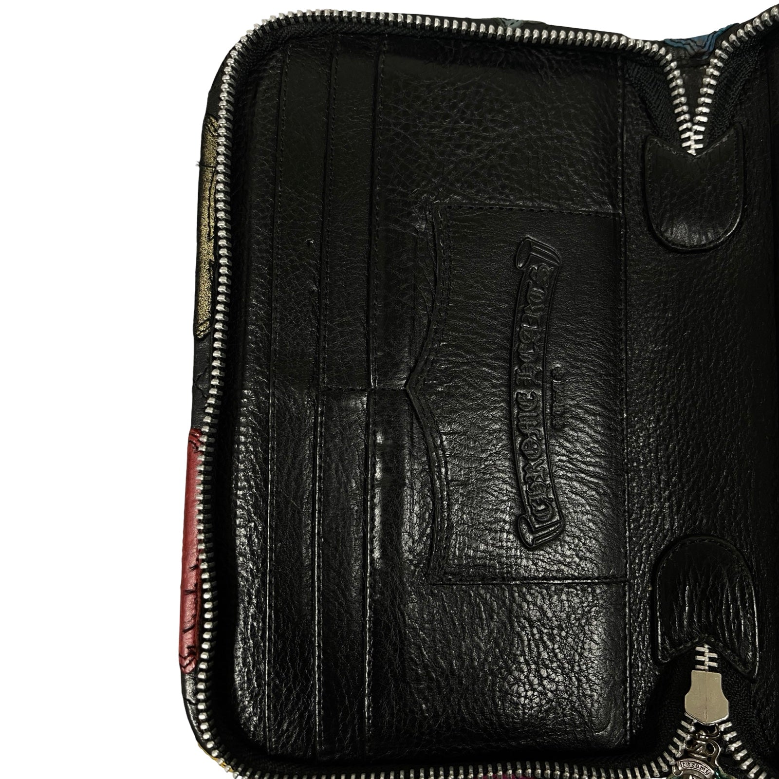 CHROME HEARTS Multi Color Cross Patch Round Zip Organizer