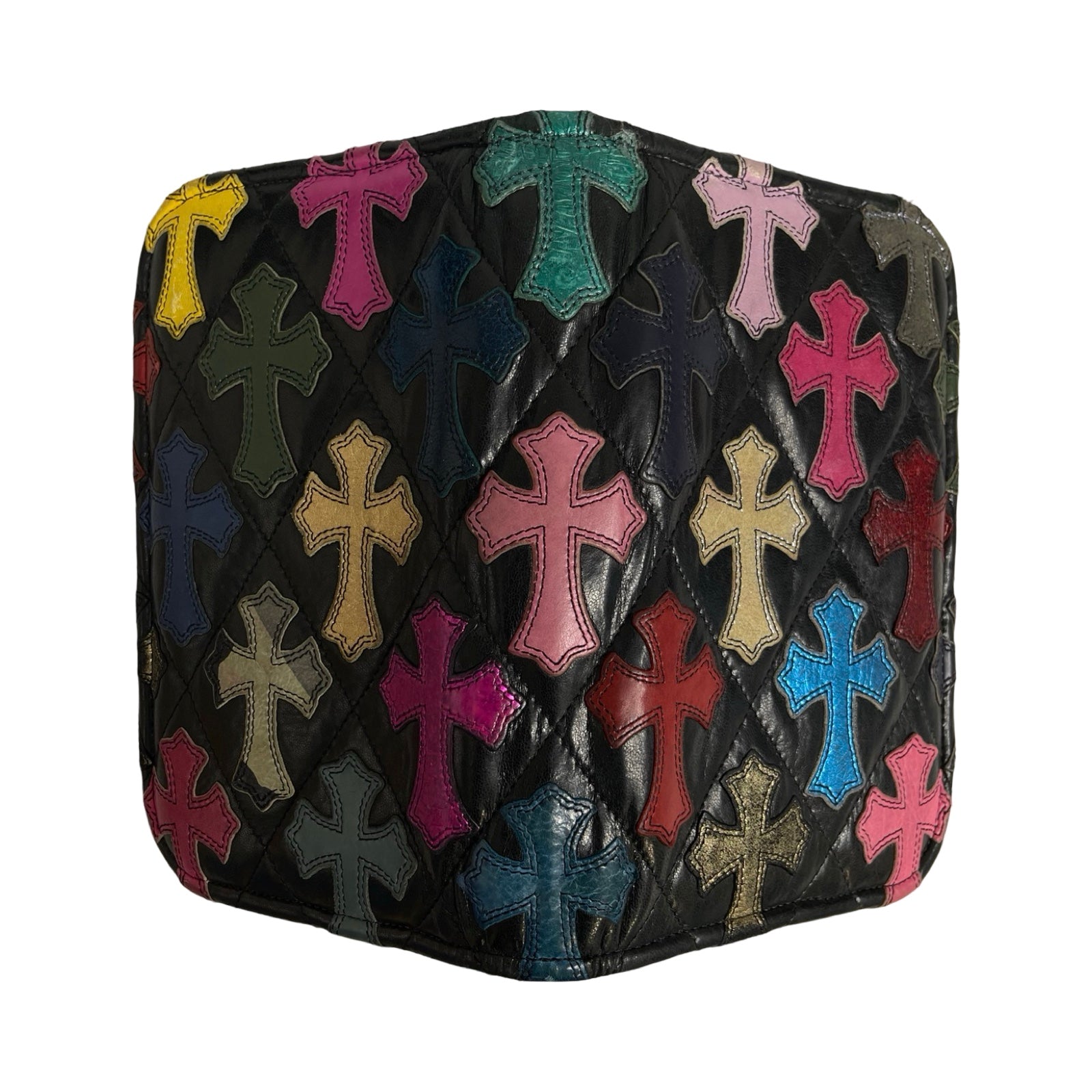 CHROME HEARTS Multi Color Cross Patch Round Zip Organizer