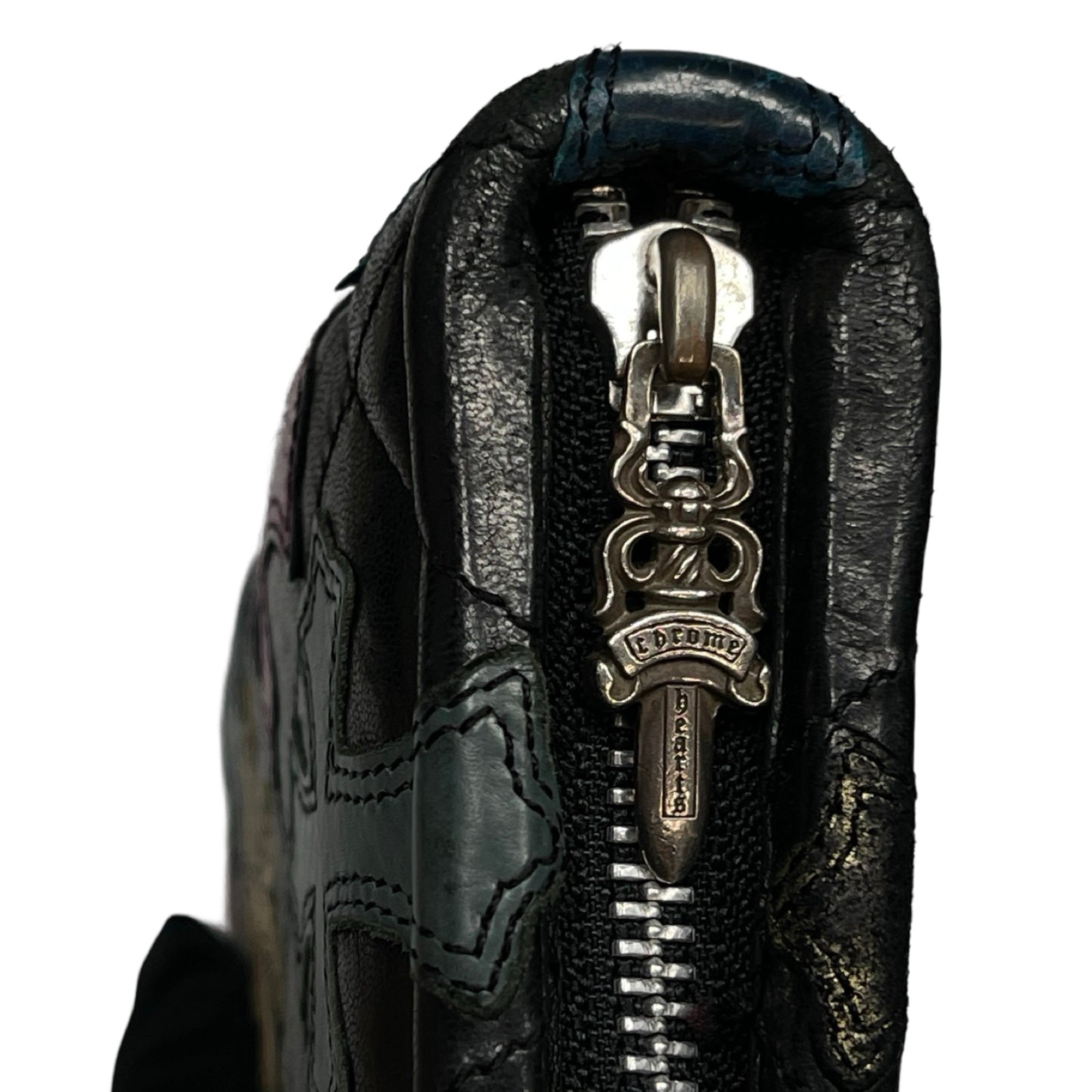 CHROME HEARTS Multi Color Cross Patch Round Zip Organizer