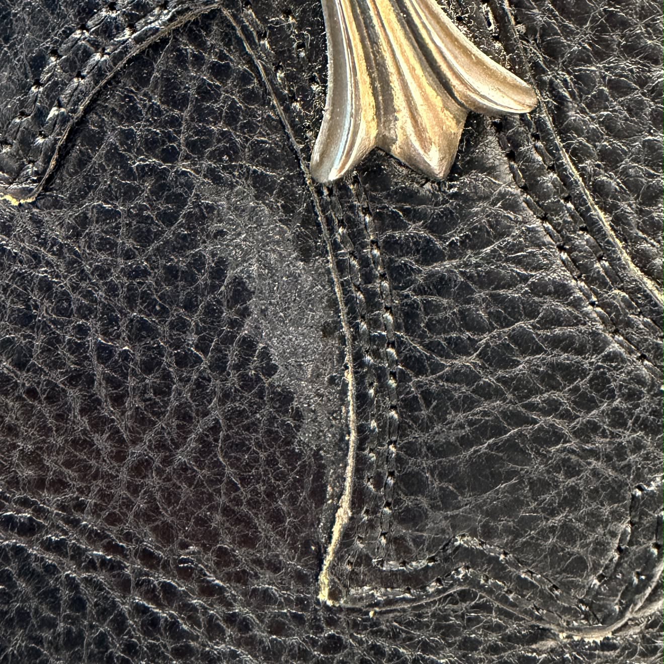 CHROME HEARTS CH Silver Cross Square Pocket Leather Shoulder Bag クロムハーツ CH シルバークロス スクエアポケット レザーショルダーバッグ