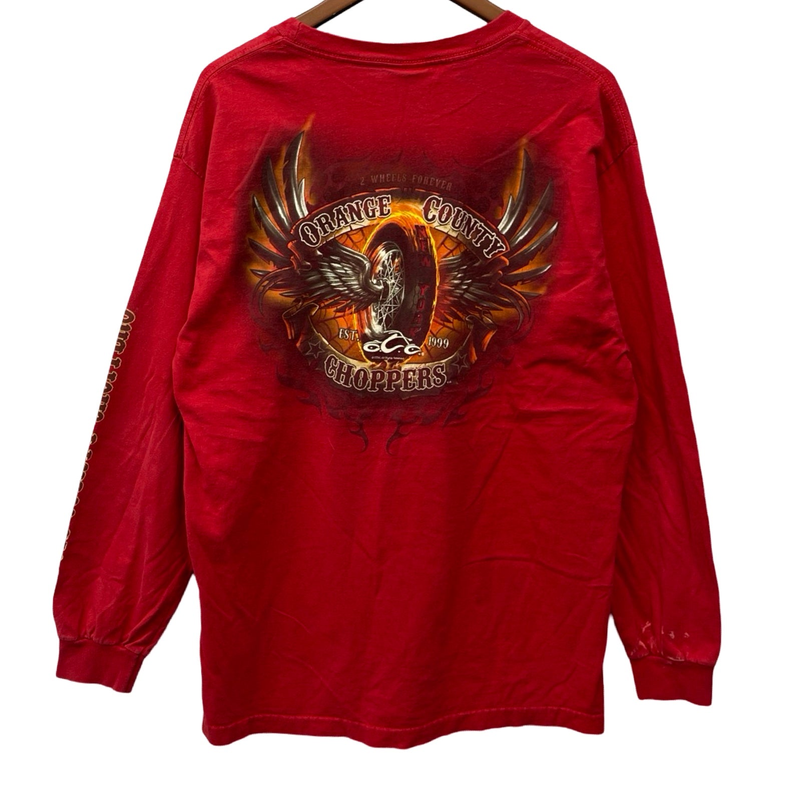 Vintage 90's Harley-Davidson "ORANGE COUNTY" 2 Wheels Forever 1999 L/S Tee Size L
