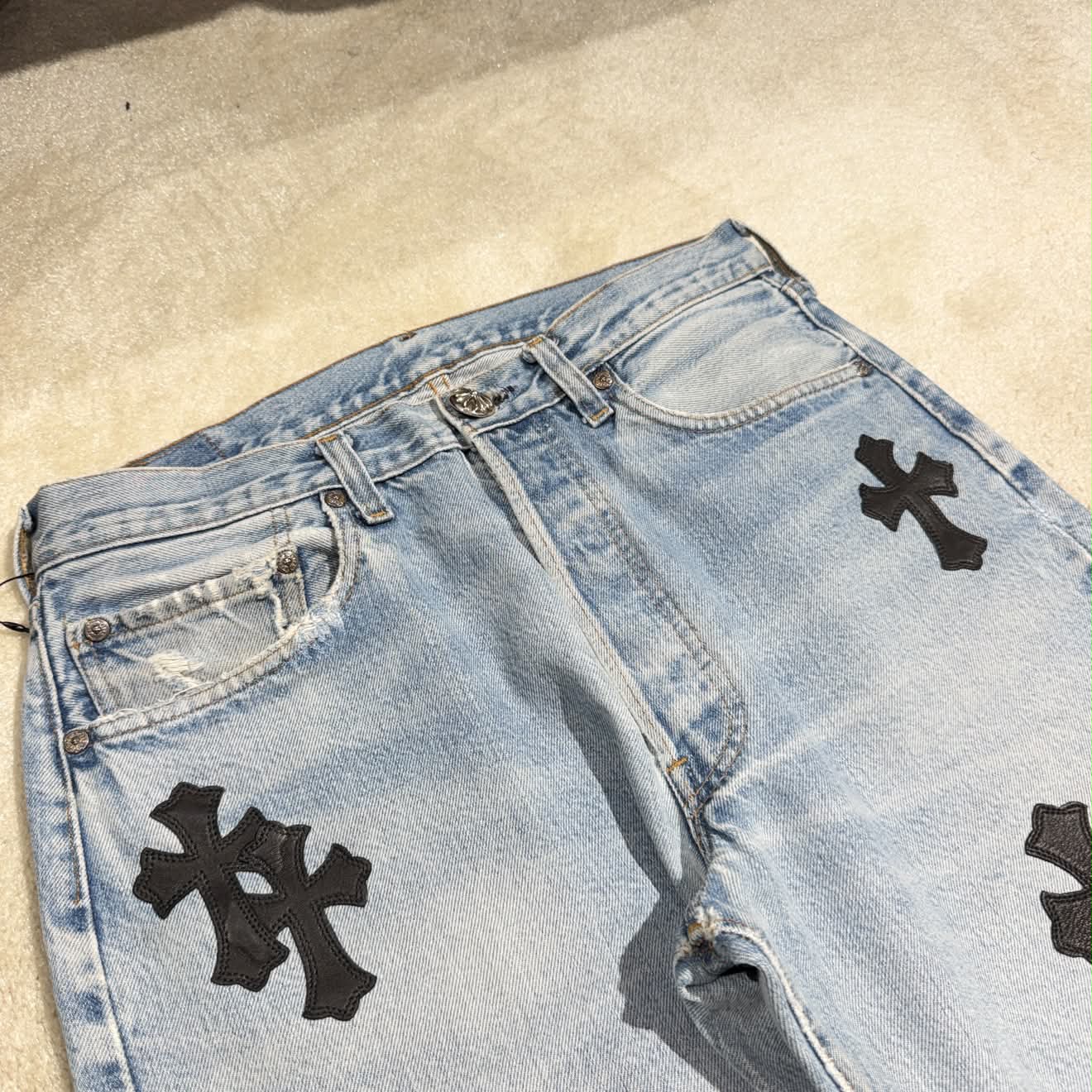 CHROME HEARTS × Levi's 501 VNTG Leather Cross Patch Denim Pants Size 31 クロムハーツ × リーバイス 501 ヴィンテージ レザークロスパッチ デニムパンツ サイズ31