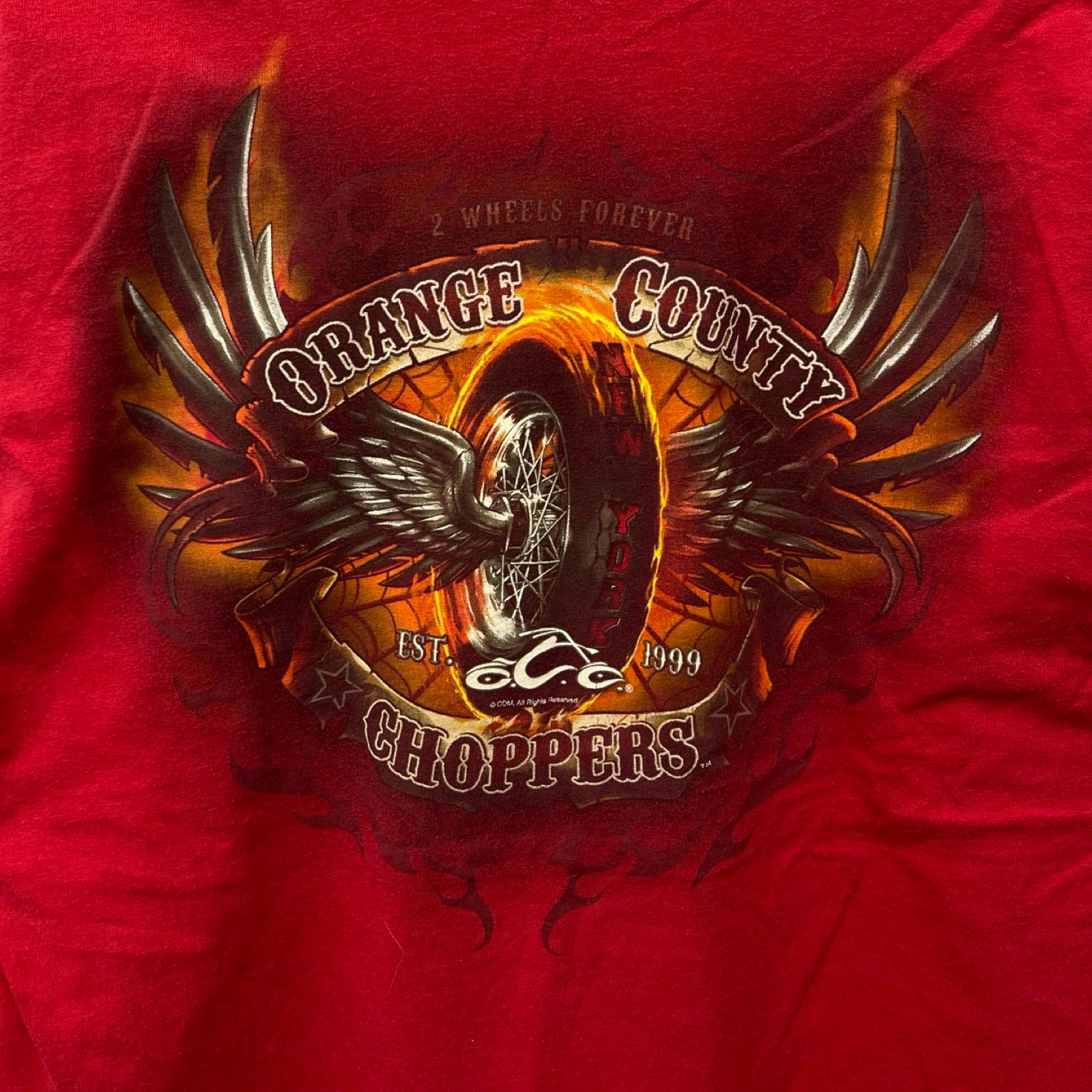Vintage 90's Harley-Davidson "ORANGE COUNTY" 2 Wheels Forever 1999 L/S Tee Size L
