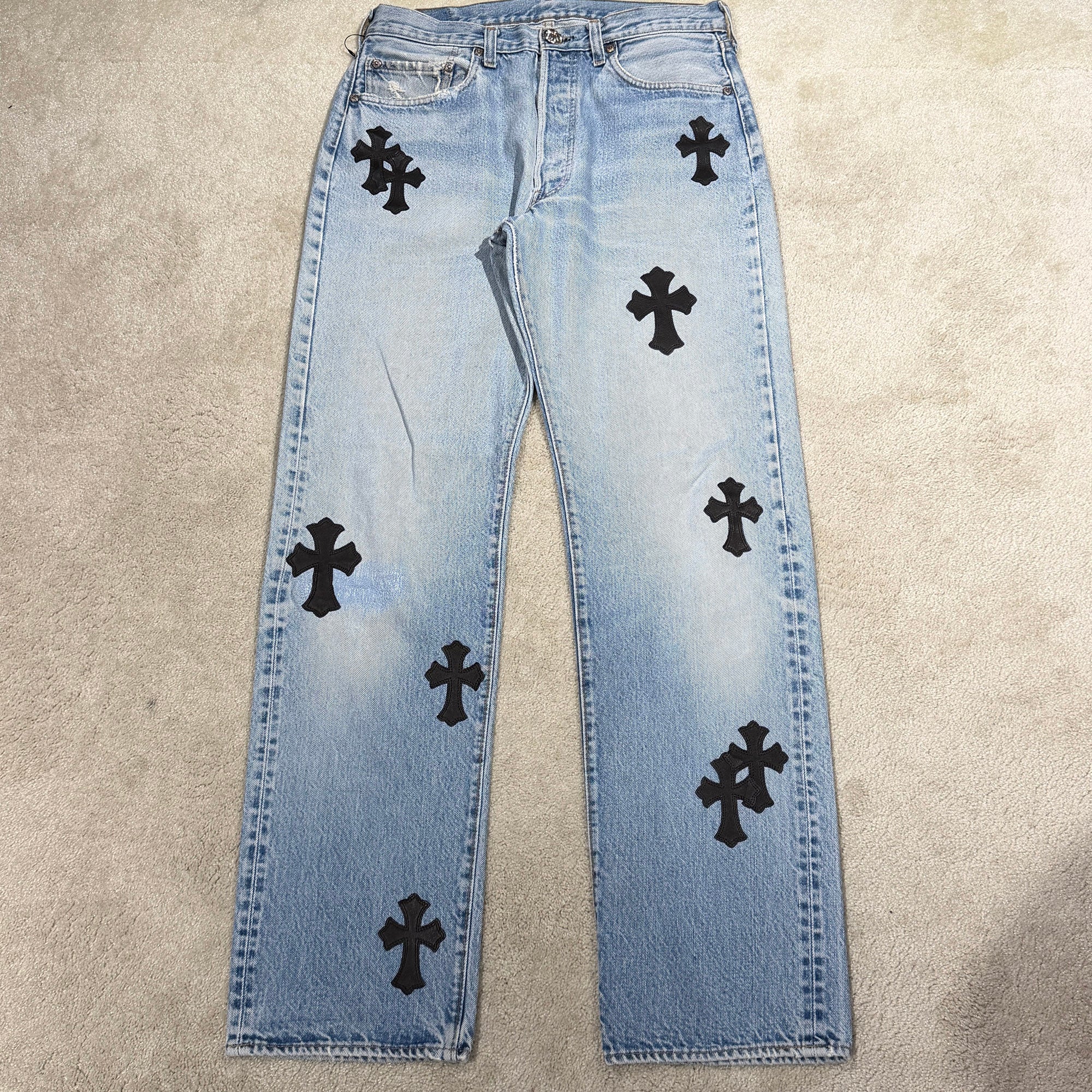 CHROME HEARTS × Levi's 501 VNTG Leather Cross Patch Denim Pants Size 31 クロムハーツ × リーバイス 501 ヴィンテージ レザークロスパッチ デニムパンツ サイズ31
