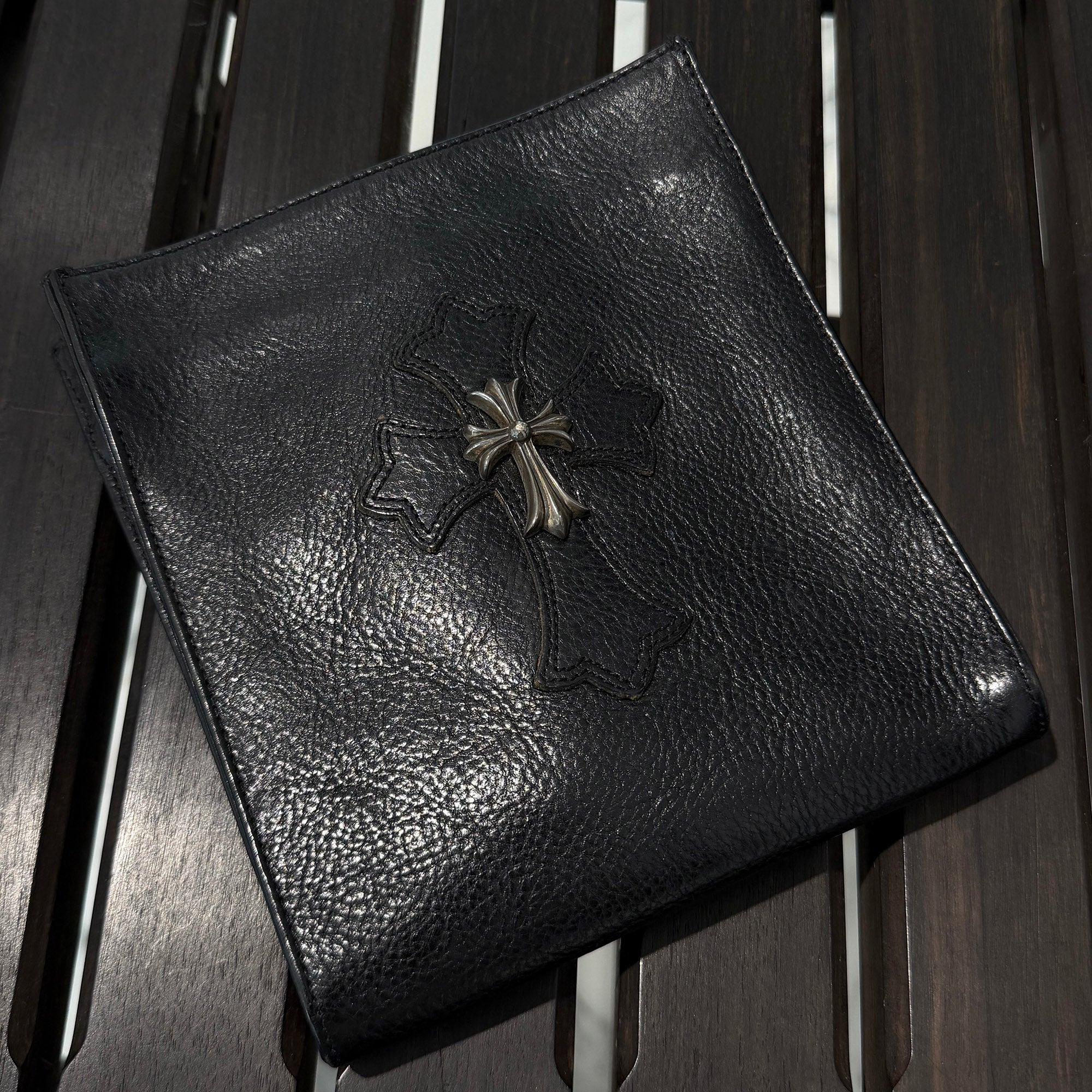 CHROME HEARTS CH Silver Cross Square Pocket Leather Shoulder Bag クロムハーツ CH シルバークロス スクエアポケット レザーショルダーバッグ