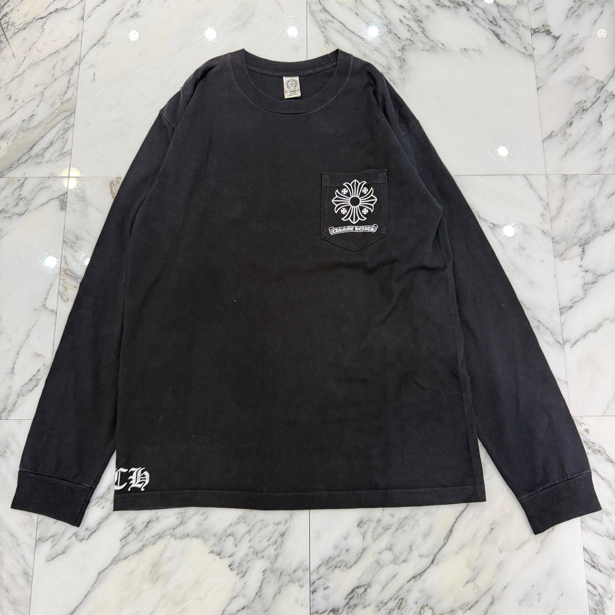 CHROME HEARTS Medallion Docking Scroll Logo Long Sleeve Tee Size L クロムハーツ メダリオンドッキング スクロールロゴ ロングスリーブTシャツ サイズL
