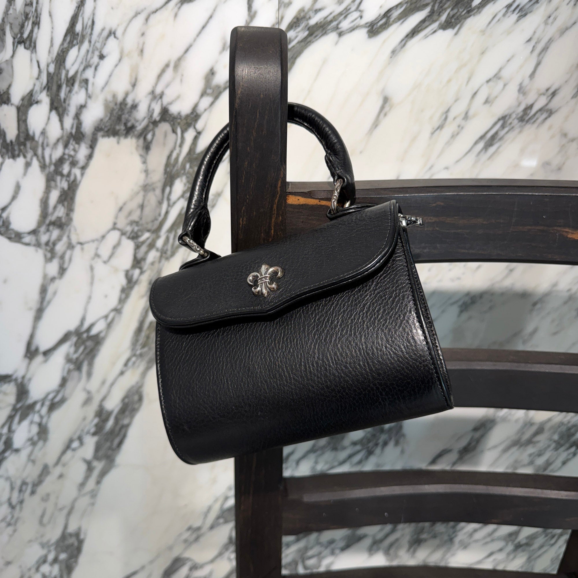 CHROME HEARTS DOG ADAMS BS FLARE Leather Shoulder Hand Bag クロムハーツ ドッグアダムズ BSフレア レザー ショルダー ハンドバッグ