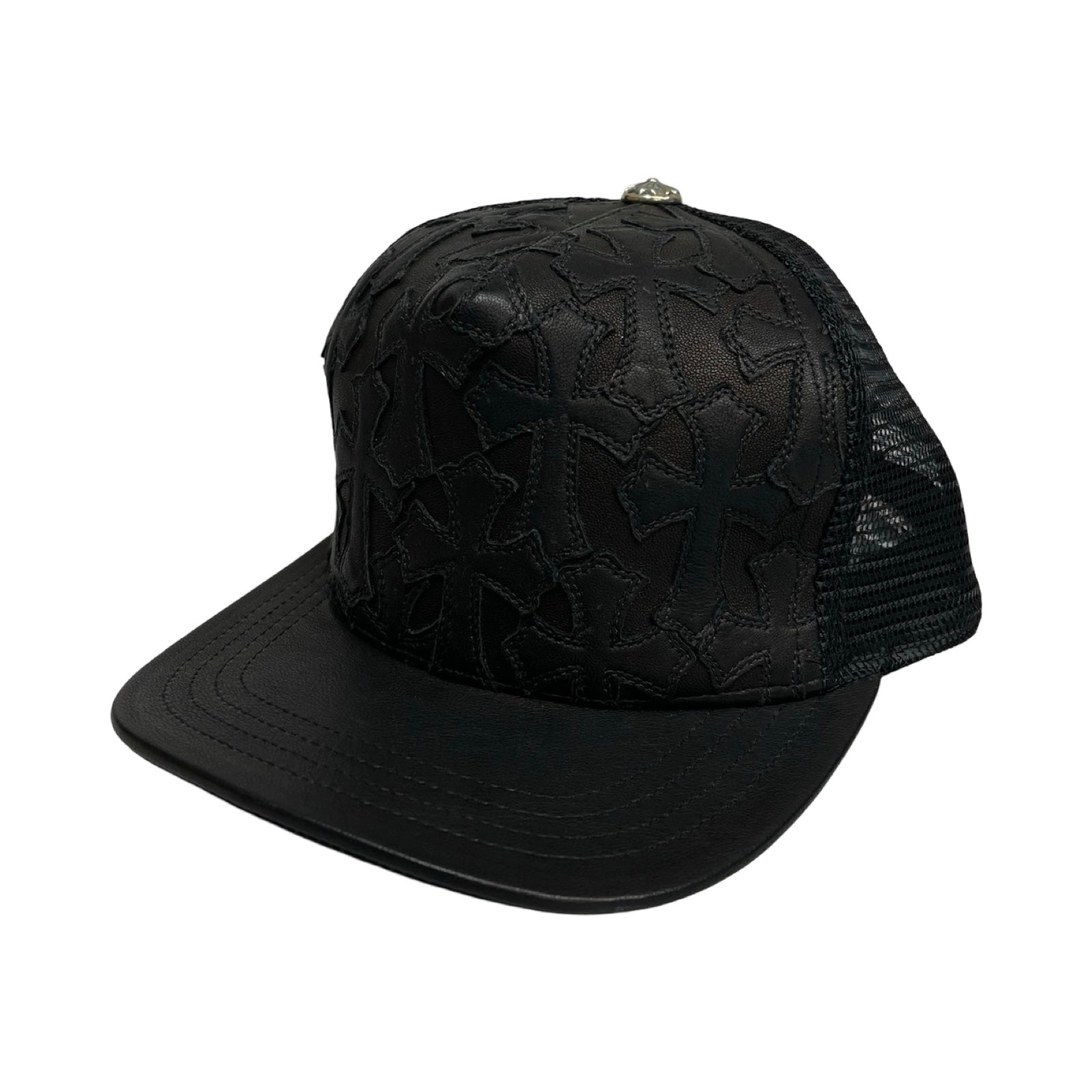 CHROME HEARTS Cemetary Cross Leather Patch Trucker Cap Size ONE SIZE(53-60）