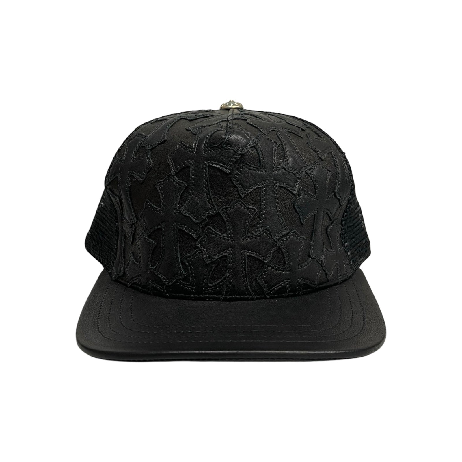 CHROME HEARTS Cemetary Cross Leather Patch Trucker Cap Size ONE SIZE(53-60）