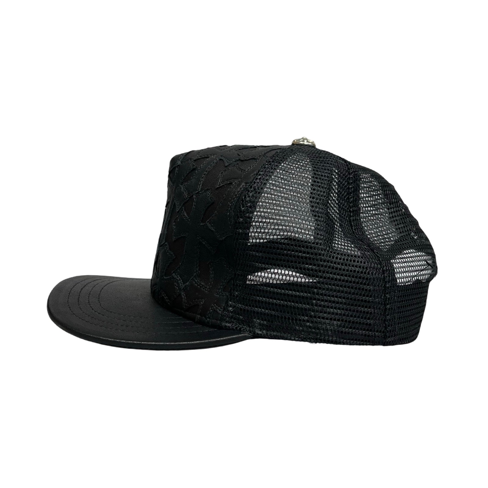 CHROME HEARTS Cemetary Cross Leather Patch Trucker Cap Size ONE SIZE（53-60）