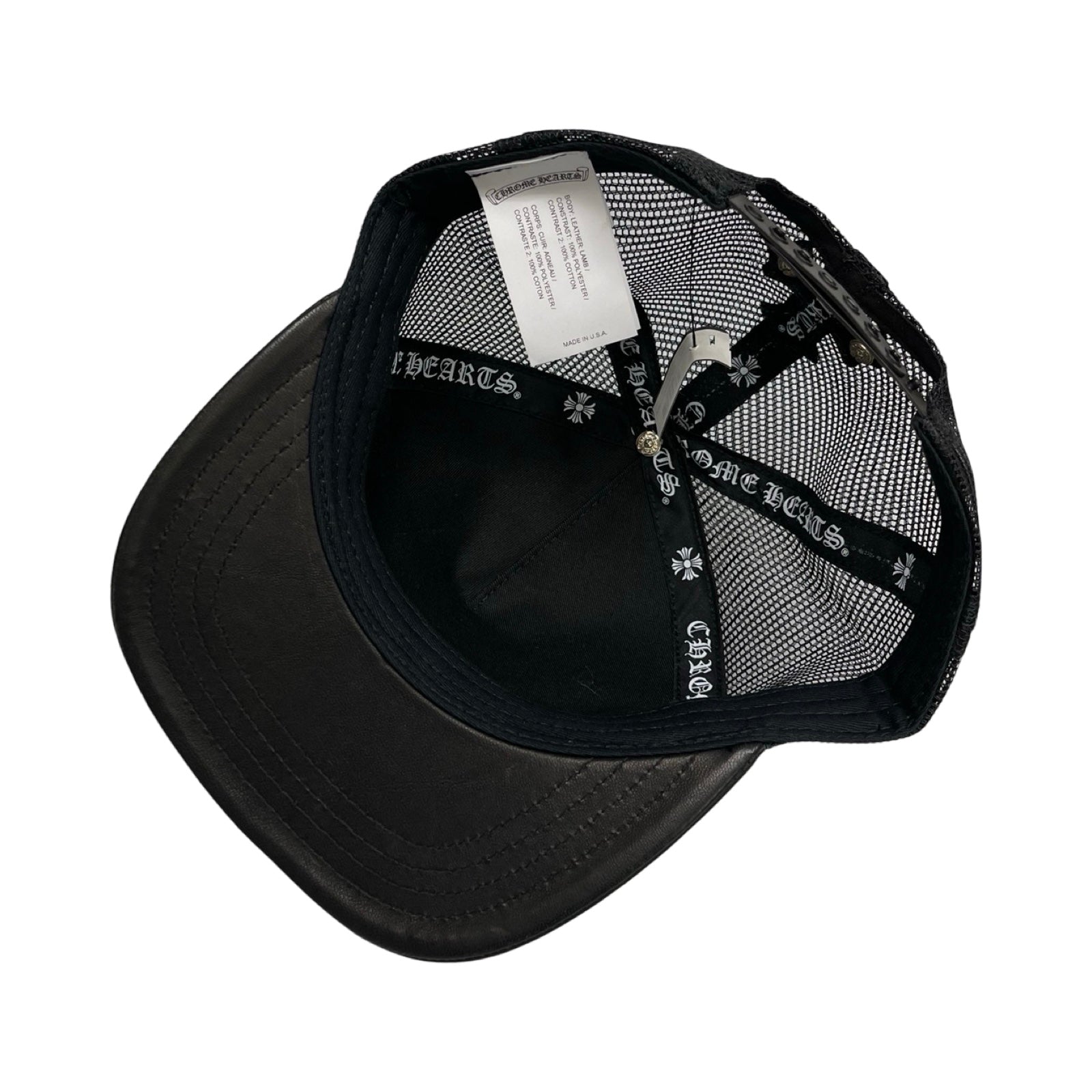 CHROME HEARTS Cemetary Cross Leather Patch Trucker Cap Size ONE SIZE（53-60）