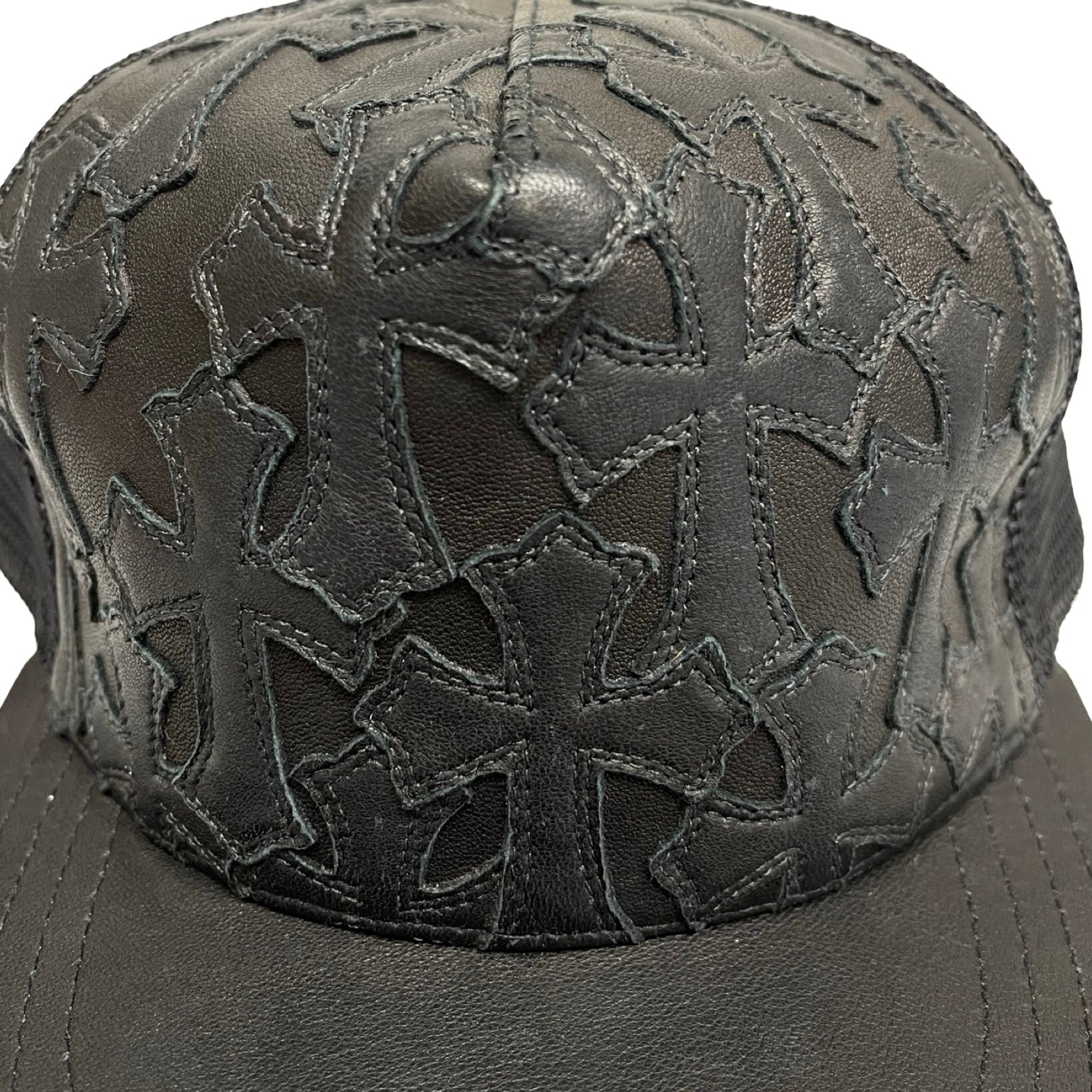 CHROME HEARTS Cemetary Cross Leather Patch Trucker Cap Size ONE SIZE（53-60）