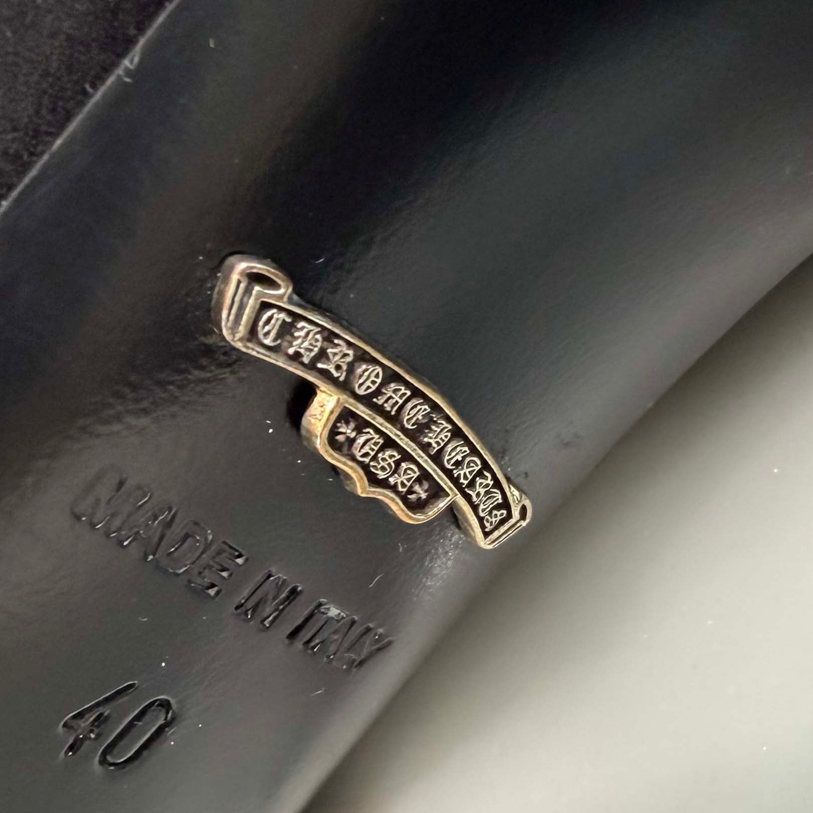 CHROME HEARTS SUGER JONES Triple Cross Suede Leather Patch Heel boots Size 40(約25.0cm) クロムハーツ シュガージョーンズ トリプルクロス スウェード レザーパッチ ヒールブーツ サイズ40(約25.0cm)