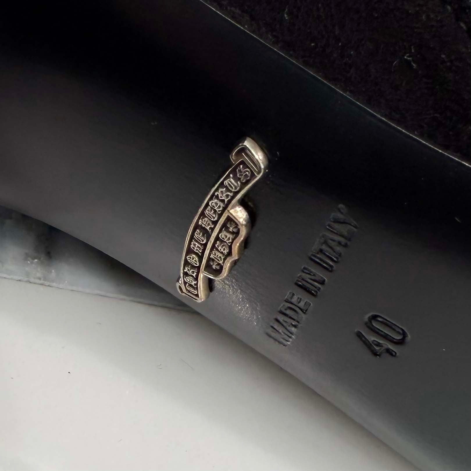 CHROME HEARTS SUGER JONES Triple Cross Suede Leather Patch Heel boots Size 40(約25.0cm) クロムハーツ シュガージョーンズ トリプルクロス スウェード レザーパッチ ヒールブーツ サイズ40(約25.0cm)