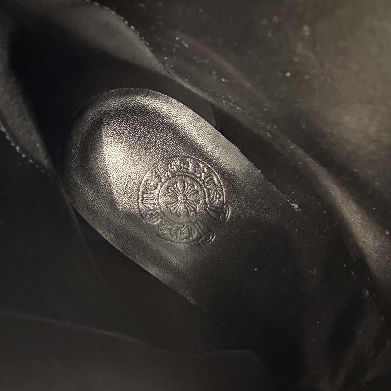 CHROME HEARTS SUGER JONES Triple Cross Suede Leather Patch Heel boots Size 40(約25.0cm) クロムハーツ シュガージョーンズ トリプルクロス スウェード レザーパッチ ヒールブーツ サイズ40(約25.0cm)