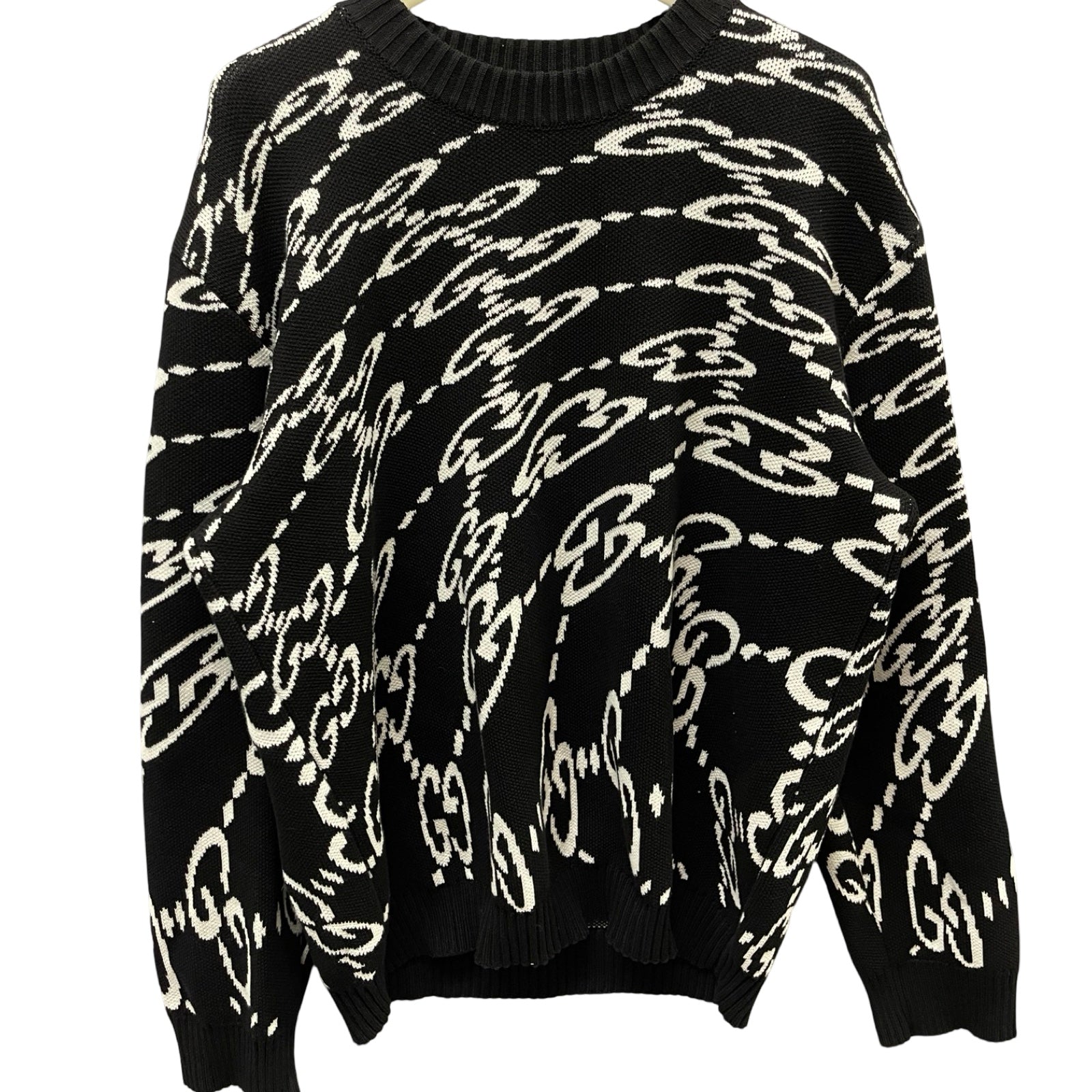 GUCCI 2024SS Wavy GG Cotton-Piqué Jacquard Sweater 780637 XKDZF Size XL