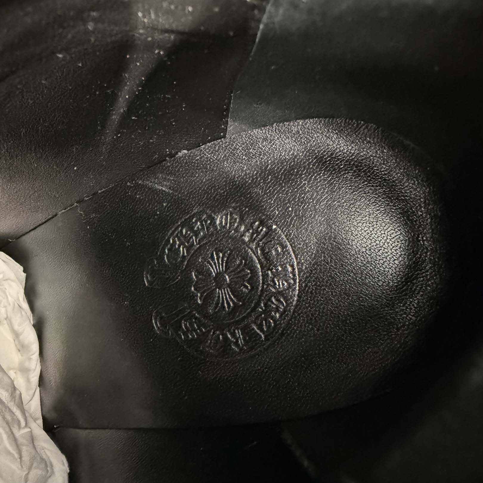 CHROME HEARTS SUGER JONES Triple Cross Suede Leather Patch Heel boots Size 40(約25.0cm) クロムハーツ シュガージョーンズ トリプルクロス スウェード レザーパッチ ヒールブーツ サイズ40(約25.0cm)