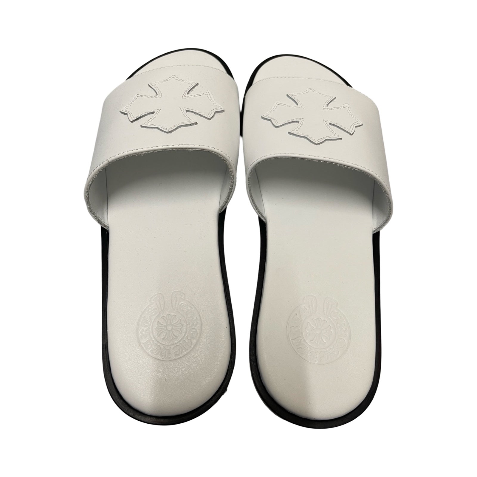 CHROME HEARTS Leather Cross Patch Sandals Size 43