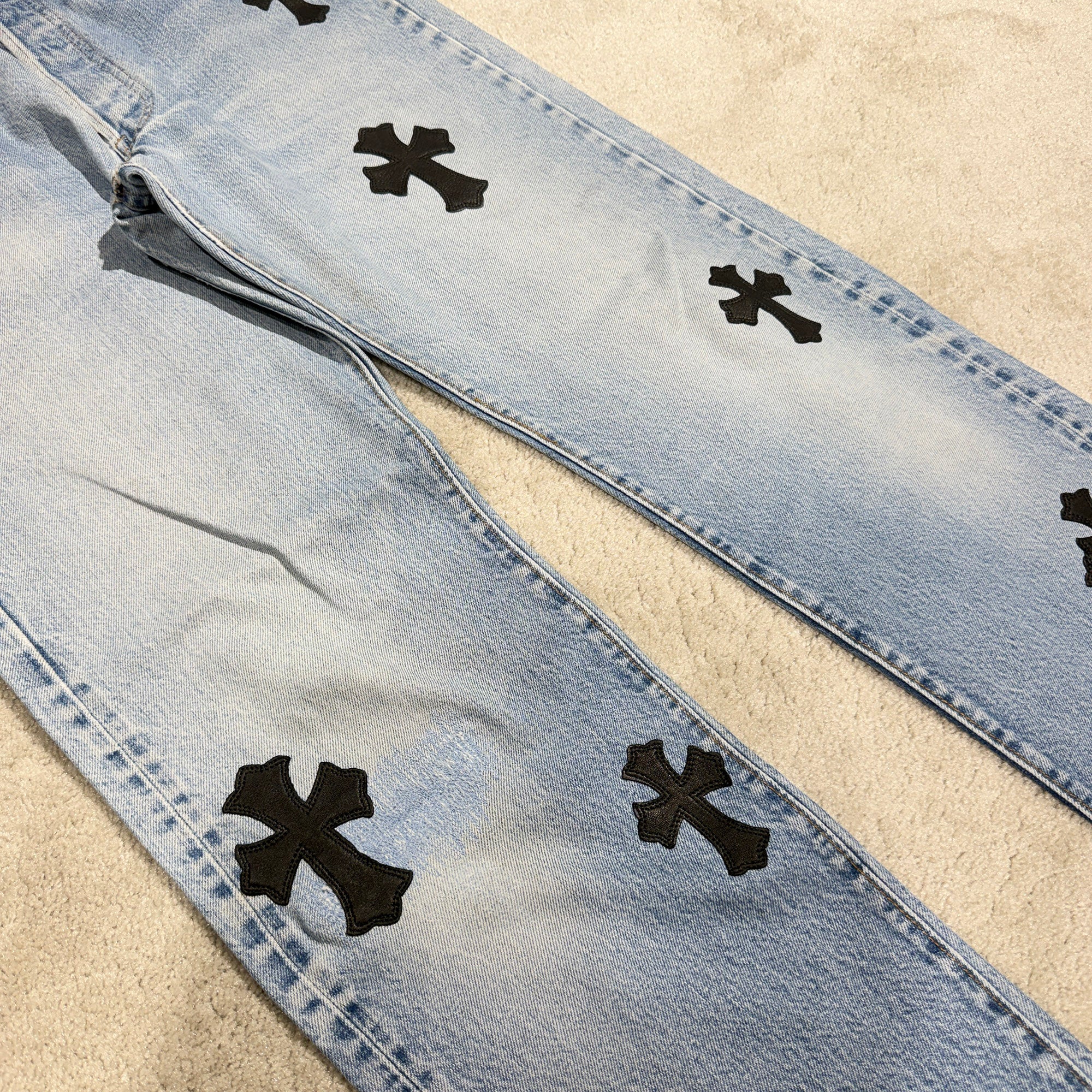 CHROME HEARTS × Levi's 501 VNTG Leather Cross Patch Denim Pants Size 31 クロムハーツ × リーバイス 501 ヴィンテージ レザークロスパッチ デニムパンツ サイズ31