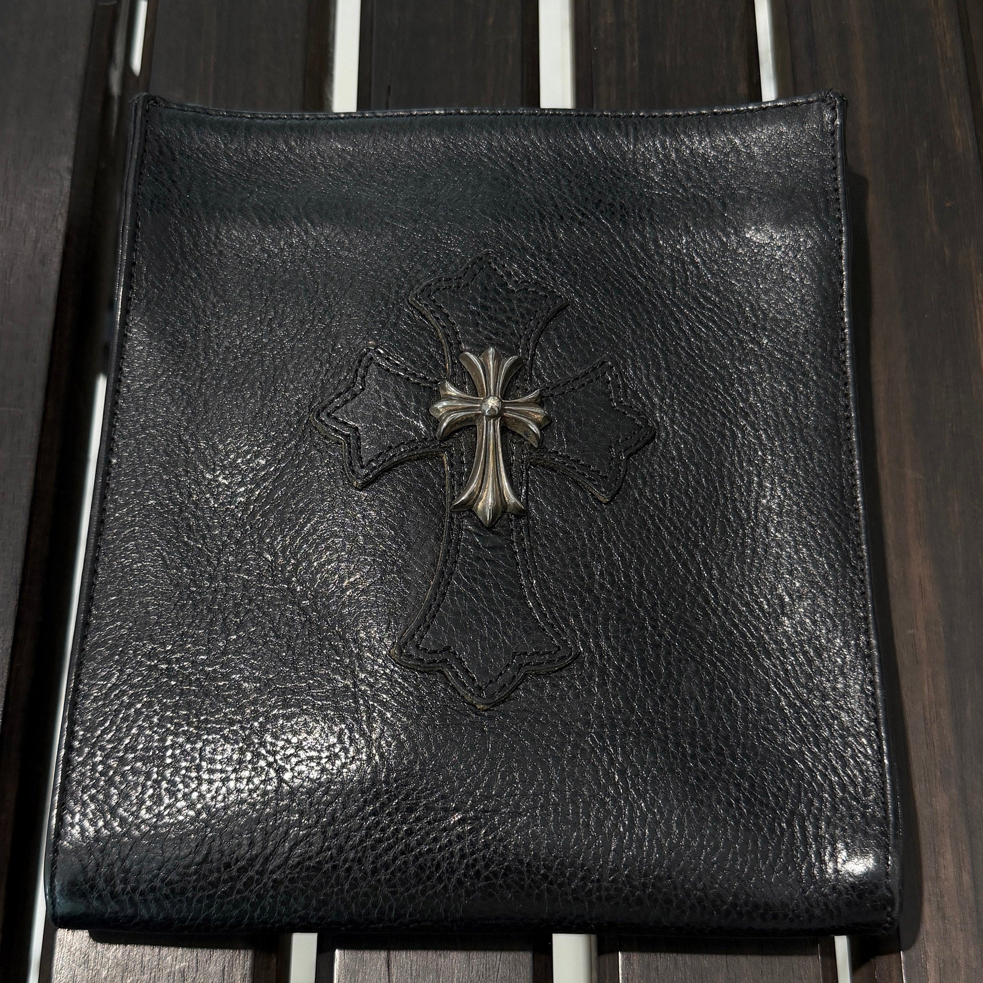 CHROME HEARTS CH Silver Cross Square Pocket Leather Shoulder Bag クロムハーツ CH シルバークロス スクエアポケット レザーショルダーバッグ