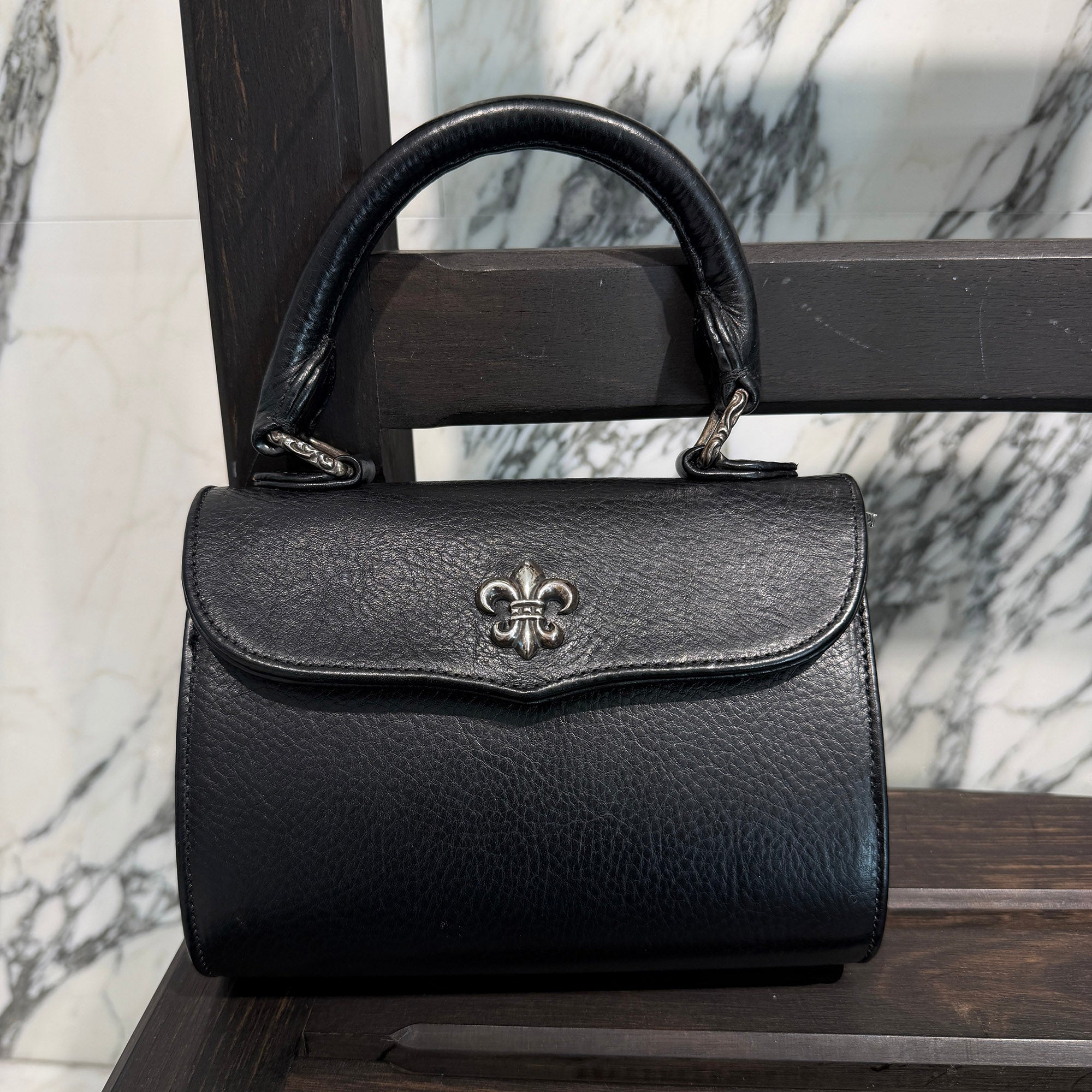 CHROME HEARTS DOG ADAMS BS FLARE Leather Shoulder Hand Bag クロムハーツ ドッグアダムズ BSフレア レザー ショルダー ハンドバッグ