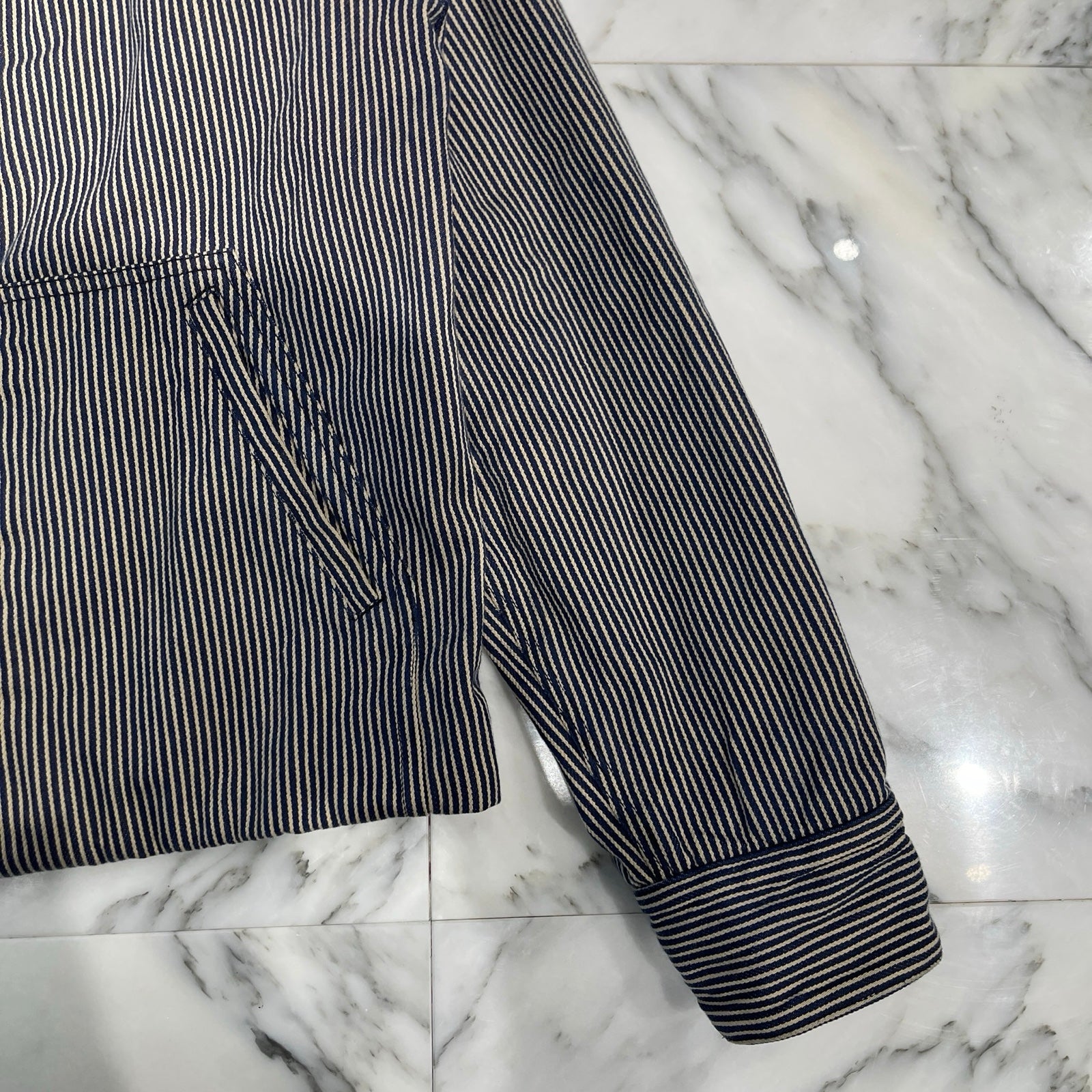 CHROME HEARTS WORK DOG Hickory Stripes Denim Zip Up Jacket Size M クロムハーツ ワークドッグ ヒッコリー ストライプ デニム ジップアップジャケット サイズM