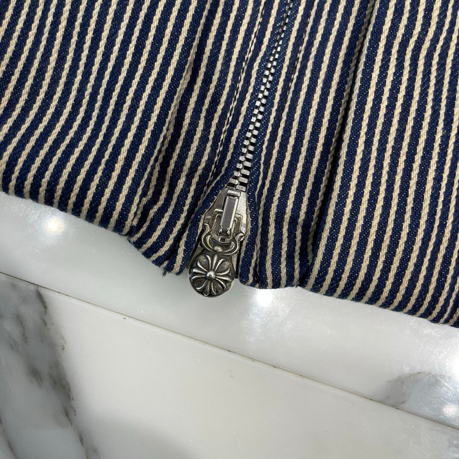 CHROME HEARTS WORK DOG Hickory Stripes Denim Zip Up Jacket Size M クロムハーツ ワークドッグ ヒッコリー ストライプ デニム ジップアップジャケット サイズM