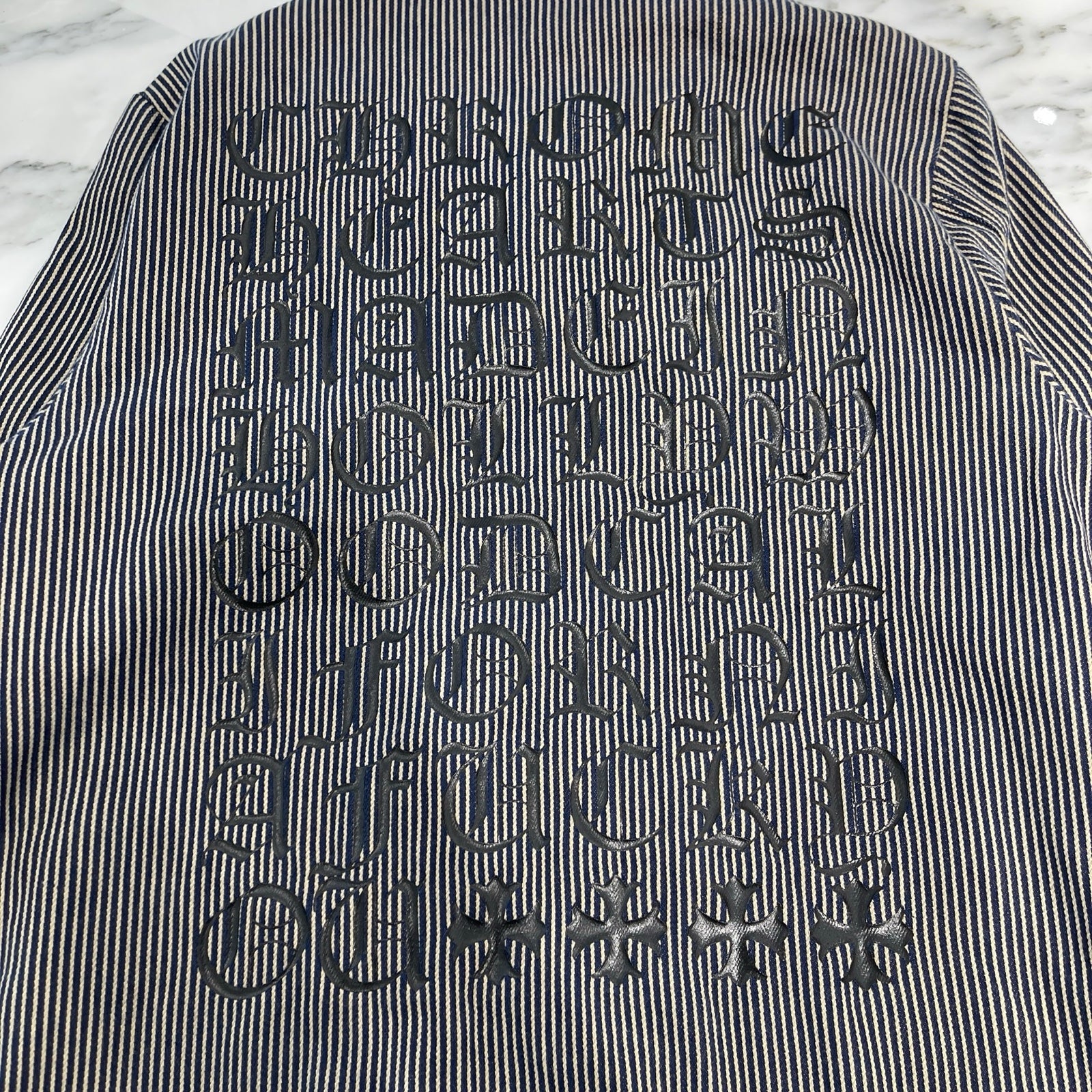 CHROME HEARTS WORK DOG Hickory Stripes Denim Zip Up Jacket Size M クロムハーツ ワークドッグ ヒッコリー ストライプ デニム ジップアップジャケット サイズM