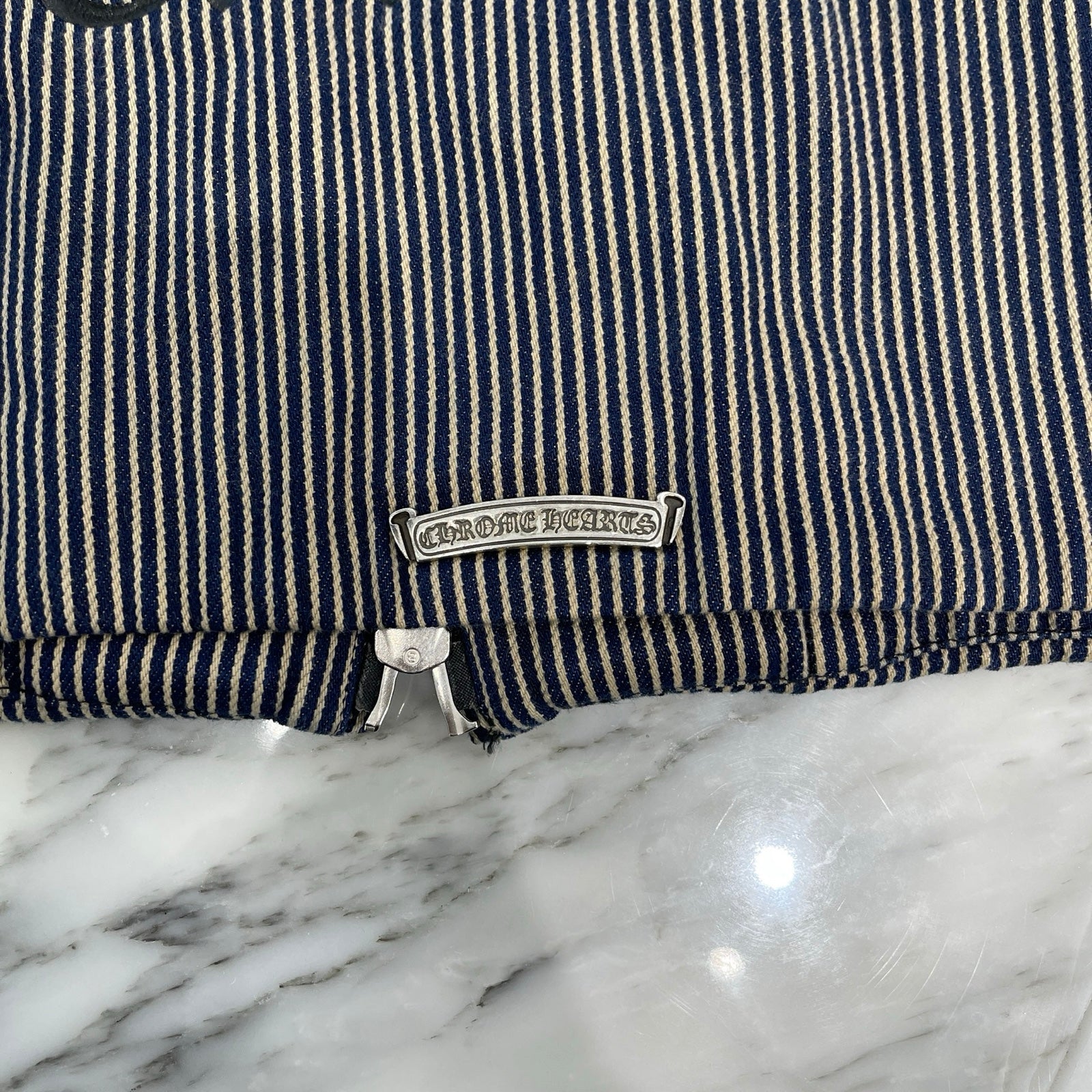 CHROME HEARTS WORK DOG Hickory Stripes Denim Zip Up Jacket Size M クロムハーツ ワークドッグ ヒッコリー ストライプ デニム ジップアップジャケット サイズM